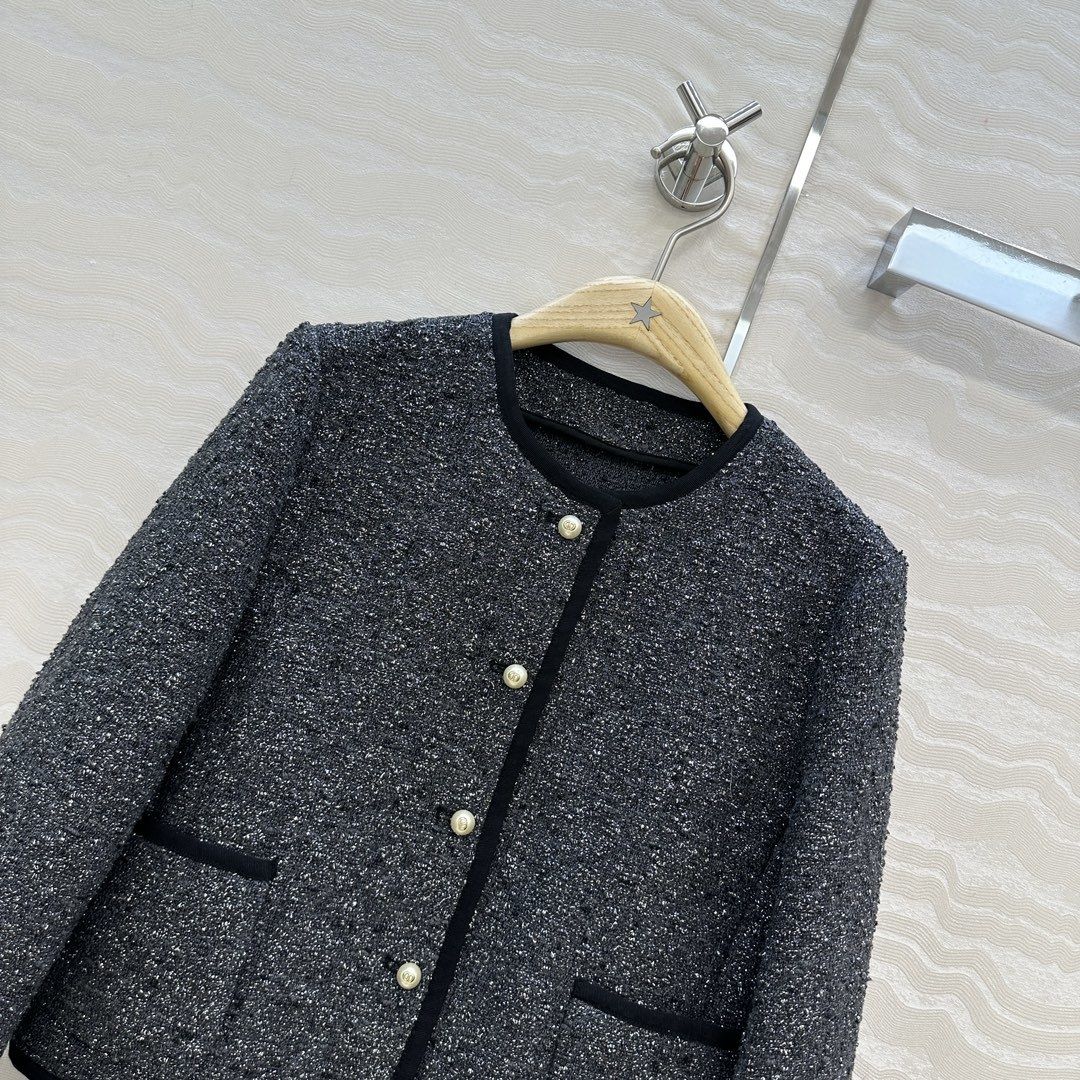 独家首发❤️高端原单品质!认准我家100%真丝里衬。Miss D 25秋冬新品限定灰金经典箱型圆领西装小