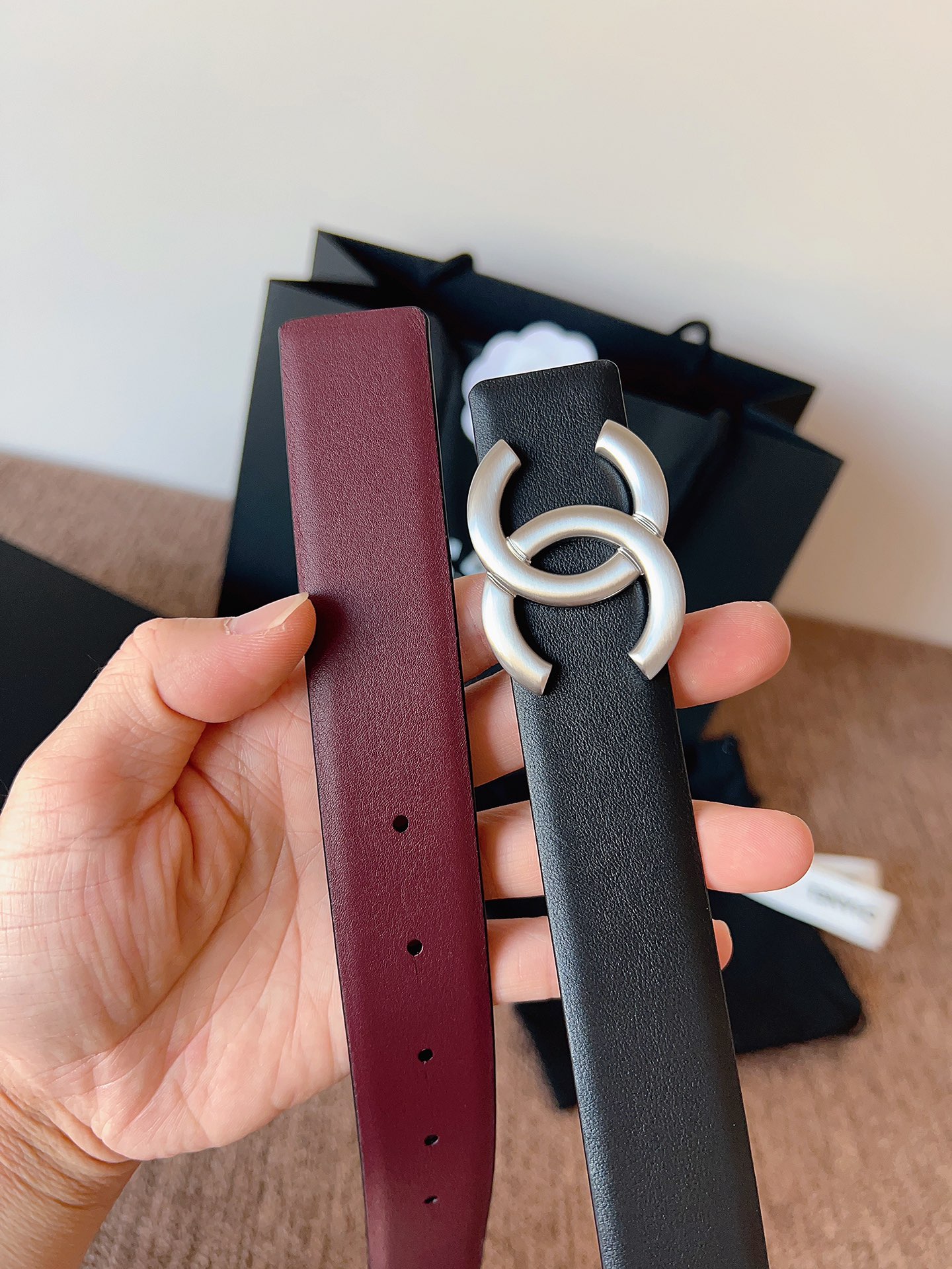 Chanel 代购级 香奈儿 CHANEL 双面进口头层 小牛皮 纯铜五金 低调奢华