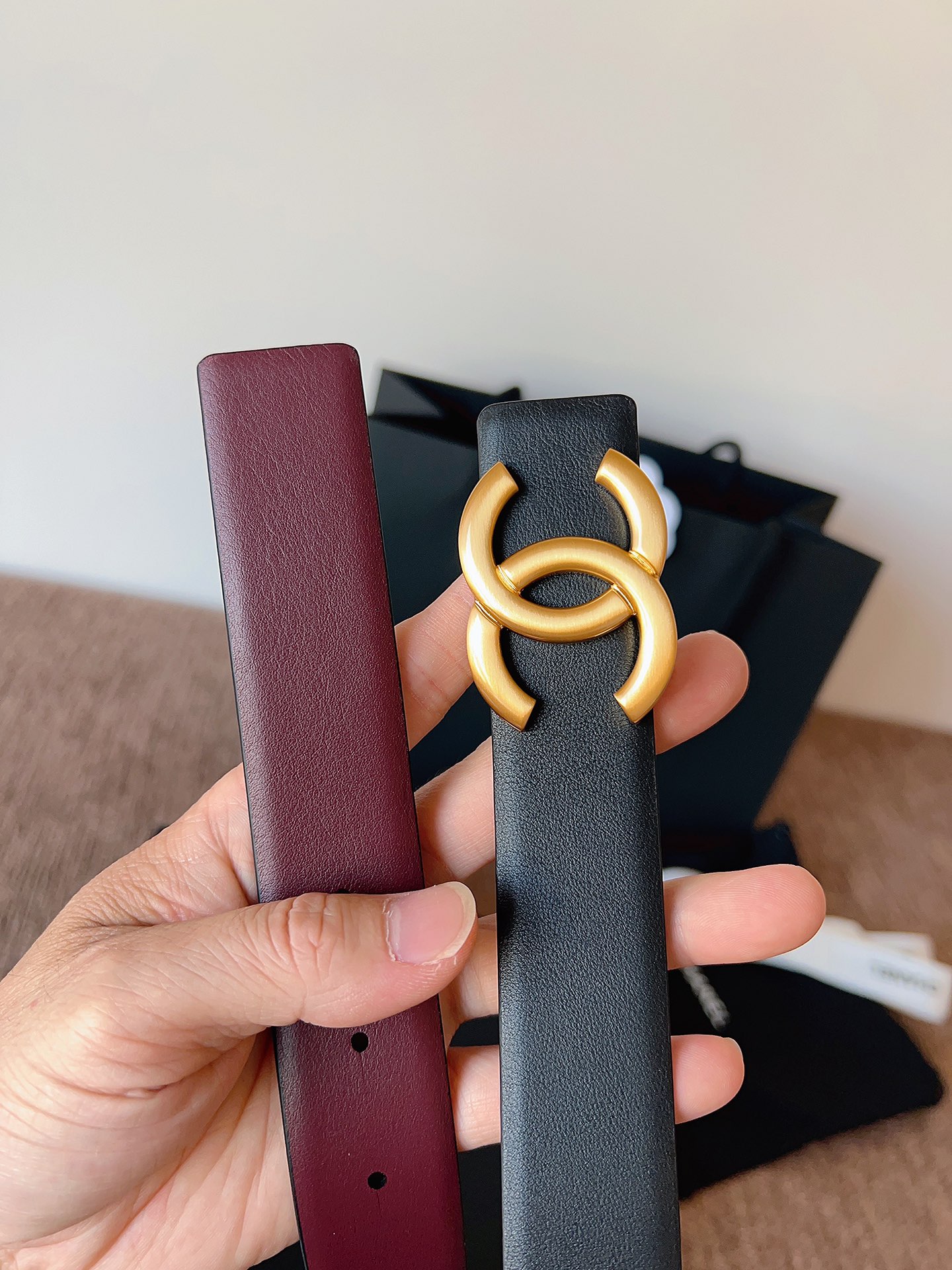 Chanel 代购级 香奈儿 CHANEL 双面进口头层 小牛皮 纯铜五金 低调奢华