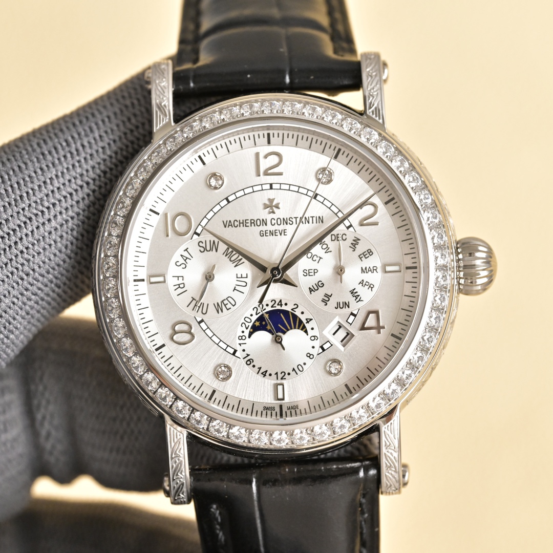 Vacheron Constantin Traditionnelle Silver Dial Diamond Bezel Watch