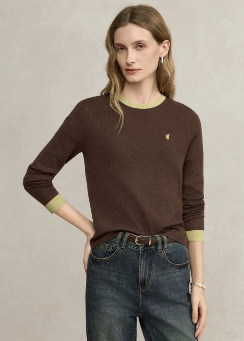 Ralph Lauren Women's Merino Wool Sweater with Contrasting Trim 12 Ralph Lauren Women's Merino Wool Sweater with Contrasting Trim
