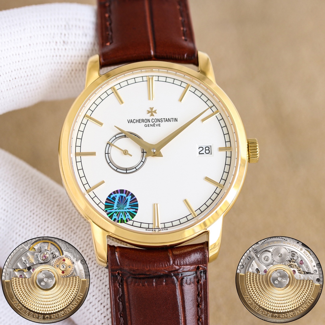 Vacheron Constantin Patrimony 87172 Gold Case Brown Leather Strap Watch