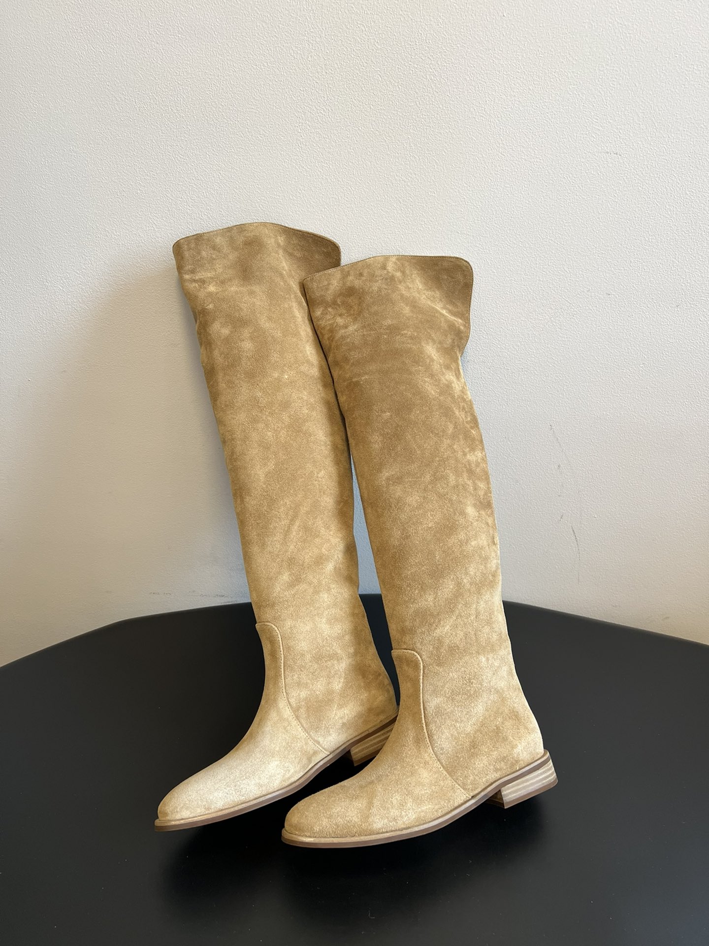 Gianvito Ross*复古麂皮过膝长筒靴采用绒面革材质，质感细腻，呈现出高级的哑光效果，且不同颜色