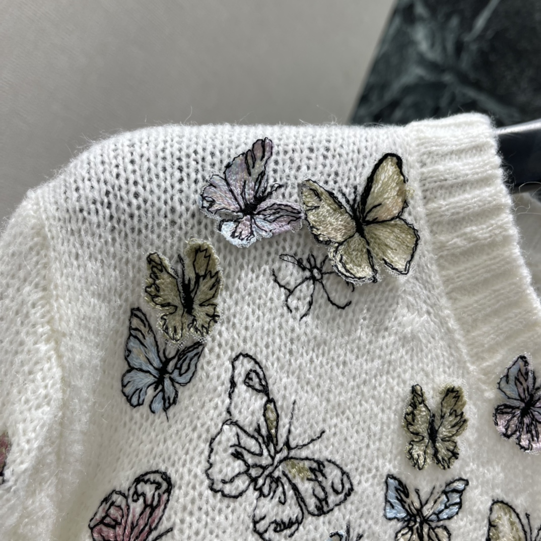 Ｄ家 25秋冬新款 蝴蝶刺绣圆领毛衣 重工立体蝴蝶刺绣+轻薄透视针织，柔软舒适，秋冬穿超合适!配牛仔裤或