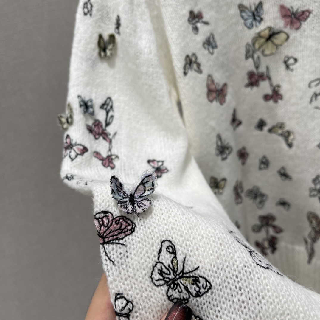 Ｄ家 25秋冬新款 蝴蝶刺绣圆领毛衣 重工立体蝴蝶刺绣+轻薄透视针织，柔软舒适，秋冬穿超合适!配牛仔裤或