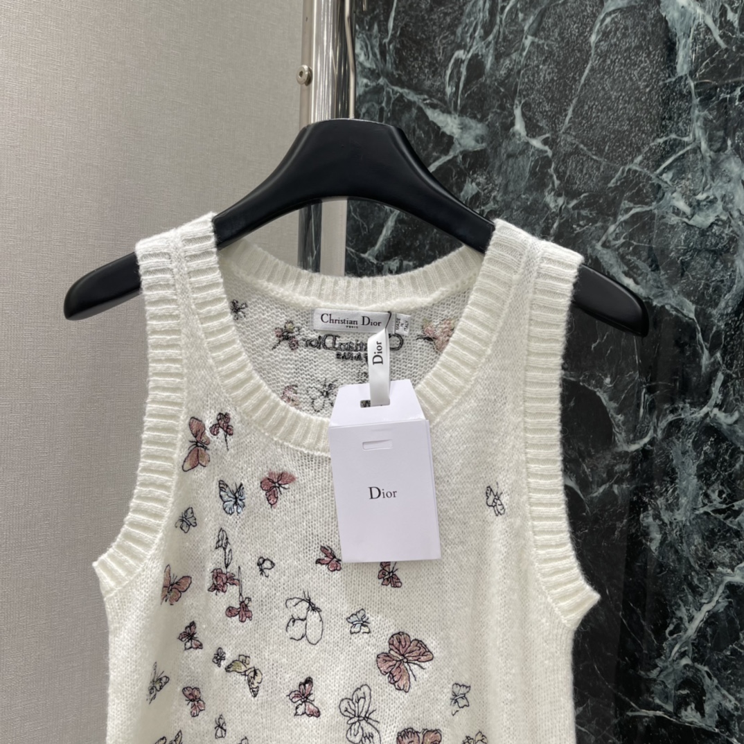 Ｄ家 25秋冬新款 蝴蝶刺绣背心 重工立体蝴蝶刺绣+轻薄透视针织，柔软舒适，秋冬穿超合适!配牛仔裤或纱裙