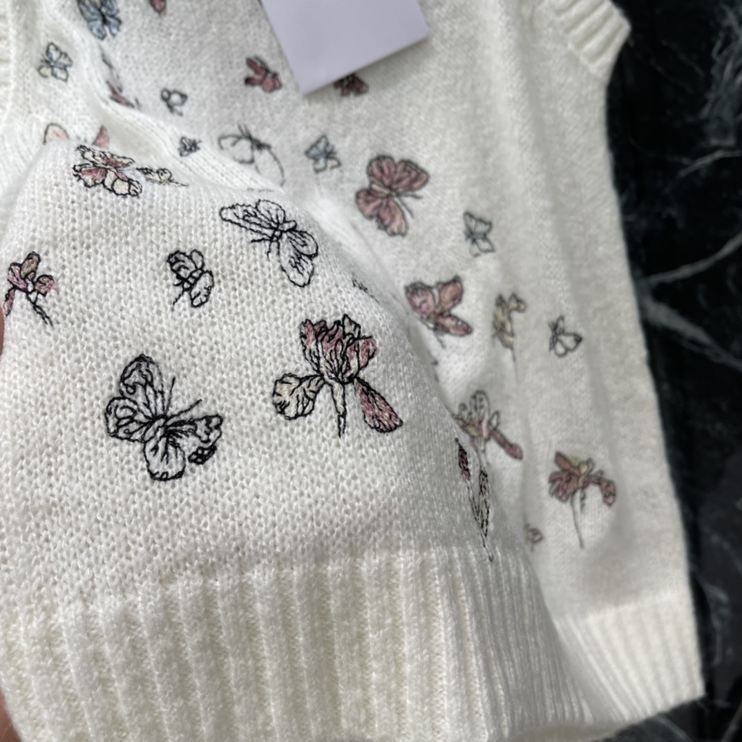 Ｄ家 25秋冬新款 蝴蝶刺绣背心 重工立体蝴蝶刺绣+轻薄透视针织，柔软舒适，秋冬穿超合适!配牛仔裤或纱裙