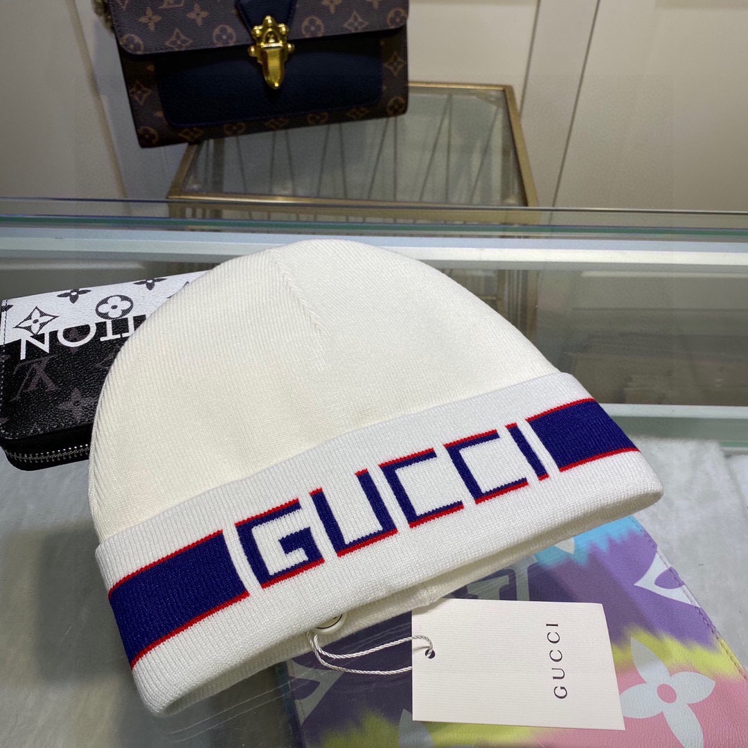 配防尘袋GUCCI 古奇原单帽子官网新品发带装饰针织帽，爱心][爱心]羊毛羊绒双层帽子😱😘保暖又时尚，简
