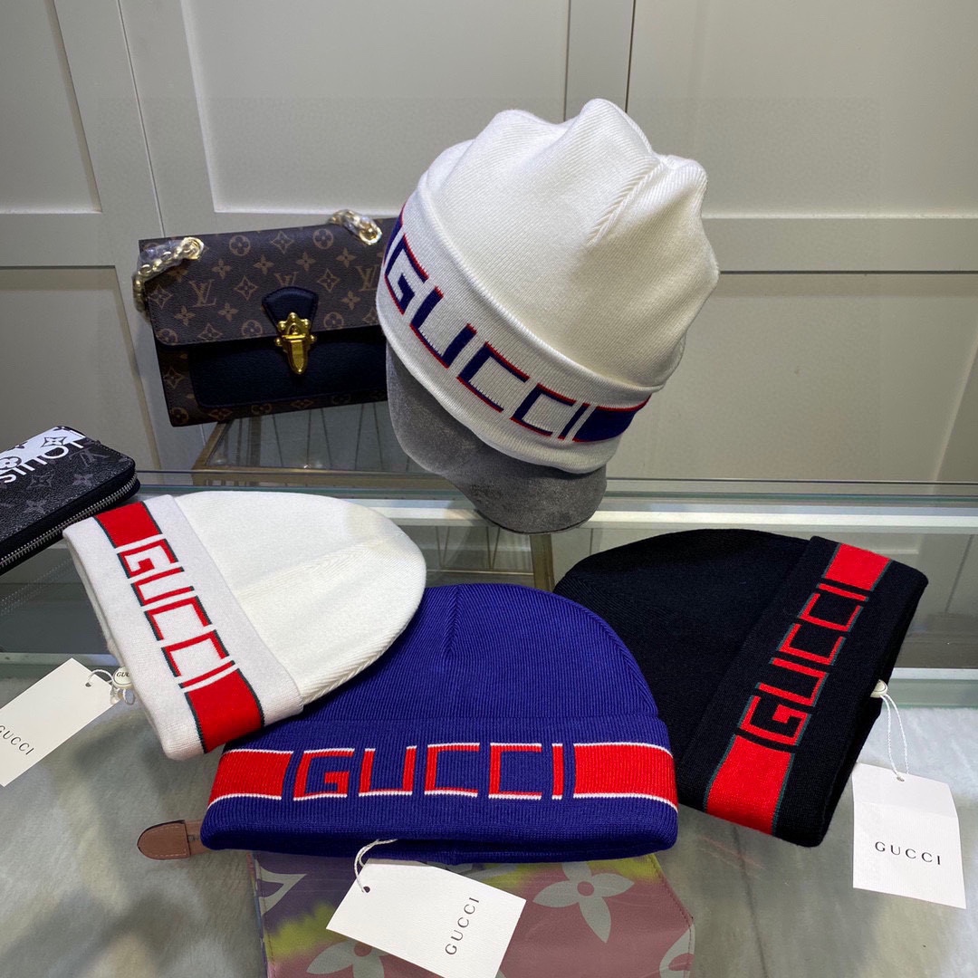 配防尘袋GUCCI 古奇原单帽子官网新品发带装饰针织帽，爱心][爱心]羊毛羊绒双层帽子😱😘保暖又时尚，简