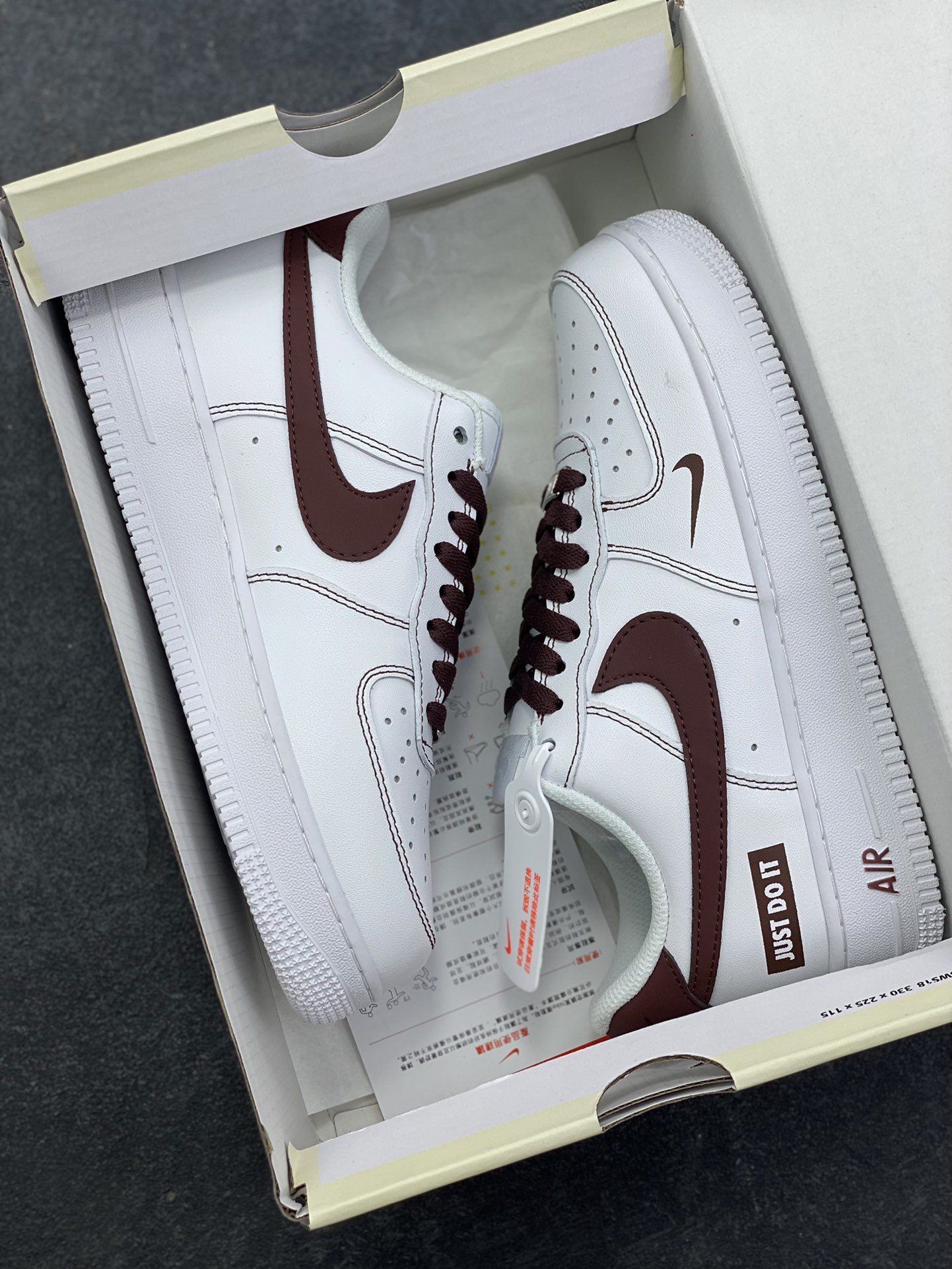 图片[9]-Nike Air Force 1 Low “Just Do It”联名白棕 空军一号低帮运动休闲板鞋 原楦头原纸板 打造纯正空军版型#专注外贸渠道 全掌内置蜂窝气垫 #原盒配件 原厂中底钢印、拉帮完美 货号：CW2288-027 尺码：36 36.5 37.5 38 38.5 39 40 40.5 41 42 42.5 43 44 44.5 45-选品中心