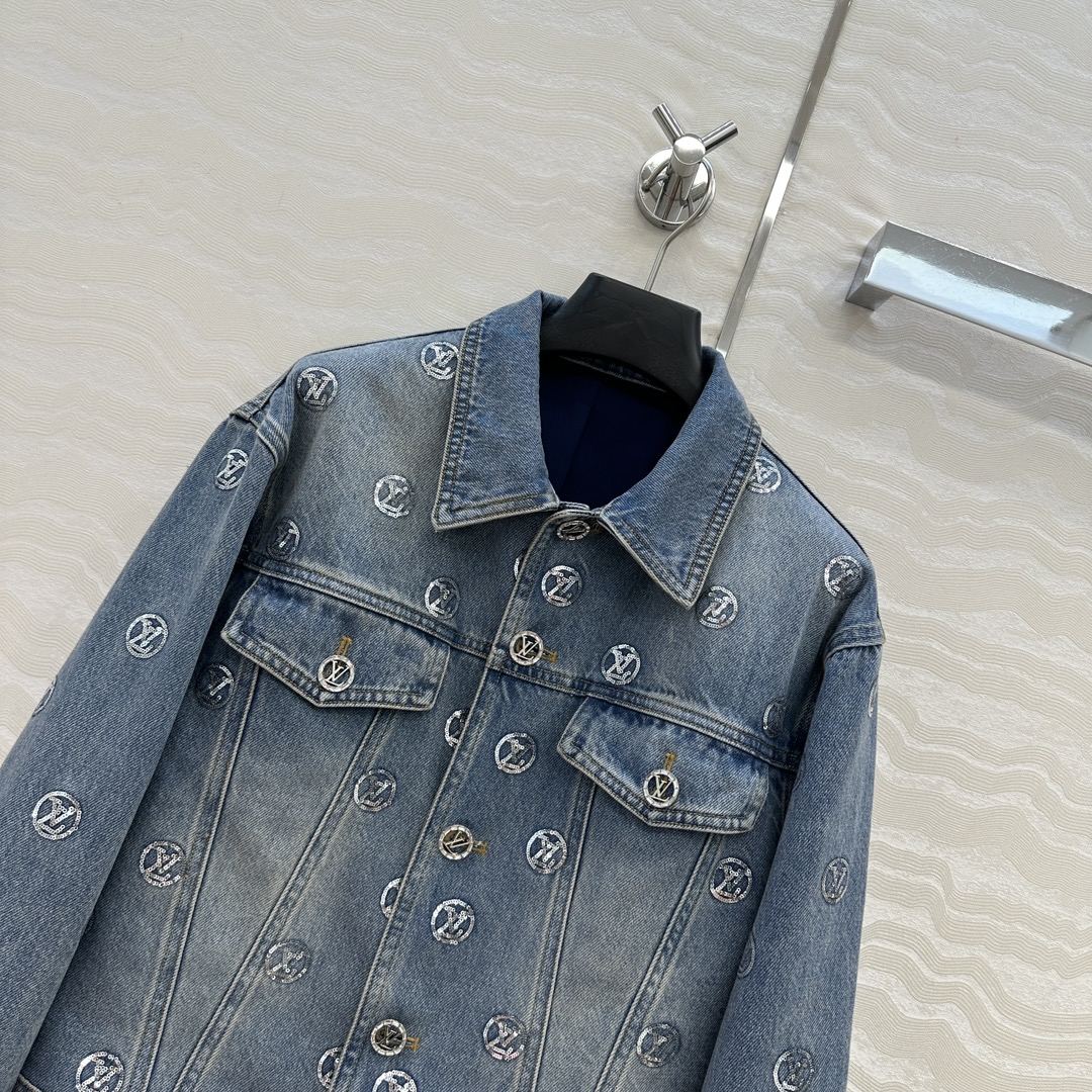 原单品质❤️爆单推荐，L滑雪系列金币珠片丹尼牛仔系列！MONOGRAM满幅刺绣logo牛仔夹克外套！经典