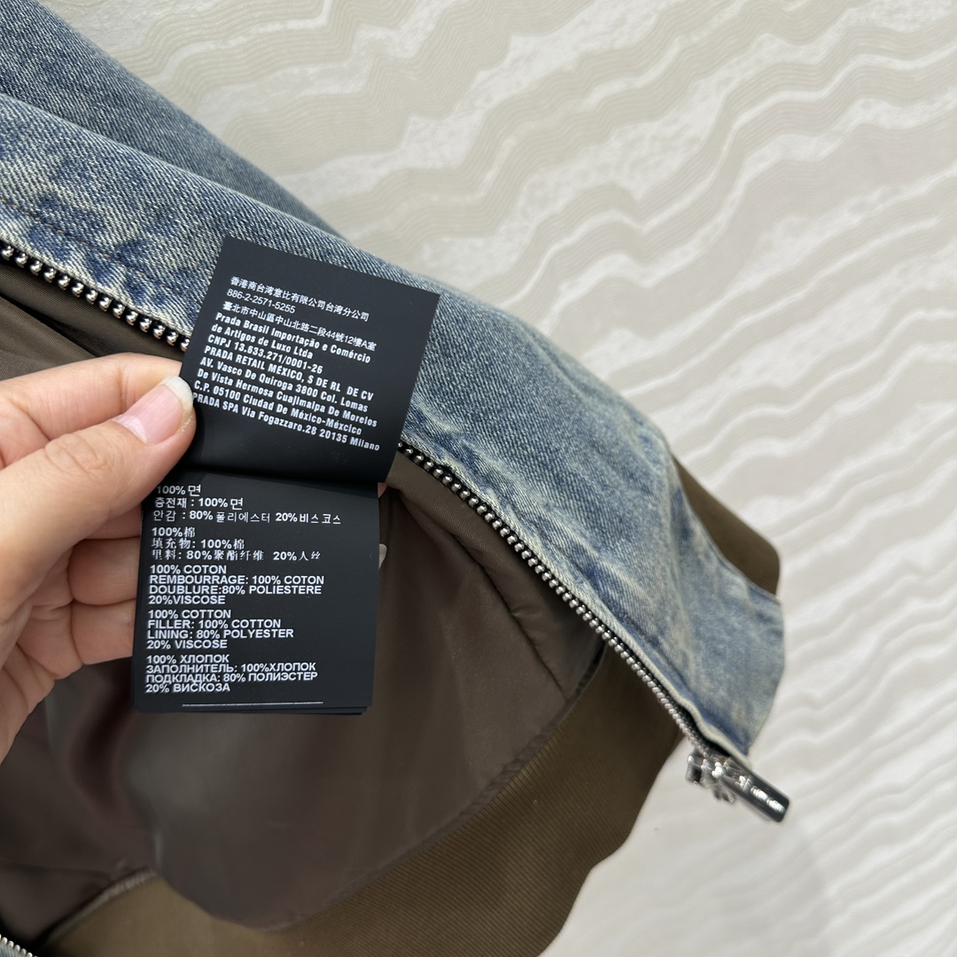 高端原单品质！miu系少女知识分子时髦穿搭！男女同款 棒球夹克牛仔棉服外套！撞色罗纹复古做旧洗水工艺丹宁