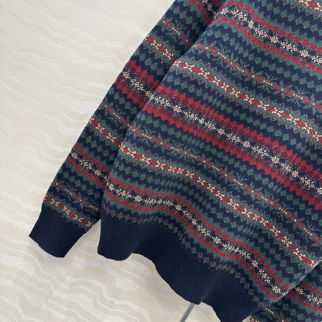 独家首发❤️原单品质❤️RL浓郁美式风，费尔岛嵌花羊毛小翻领外套，满满的北欧度假风🎀定位色彩嵌花图案！拥