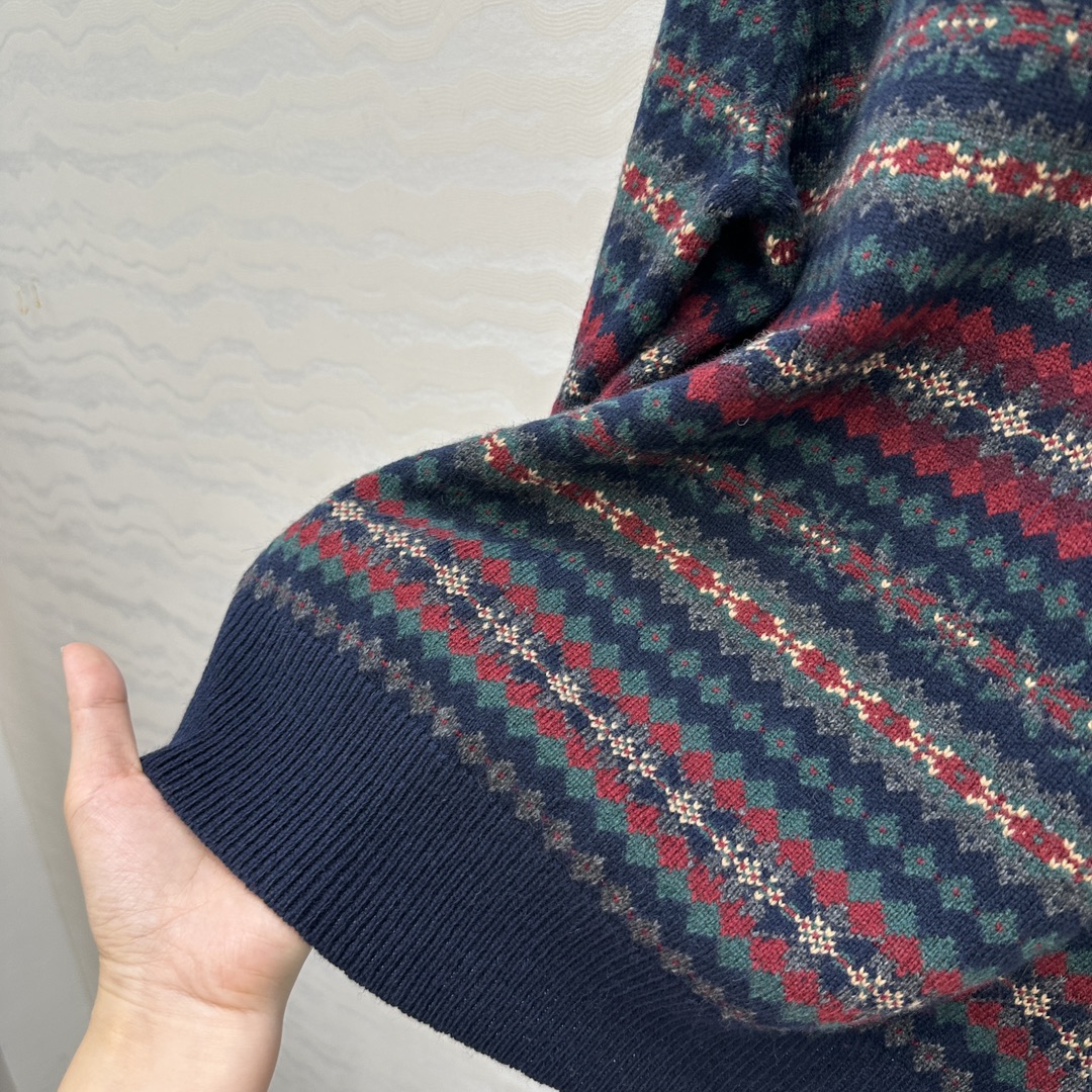 独家首发❤️原单品质❤️RL浓郁美式风，费尔岛嵌花羊毛小翻领外套，满满的北欧度假风🎀定位色彩嵌花图案！拥