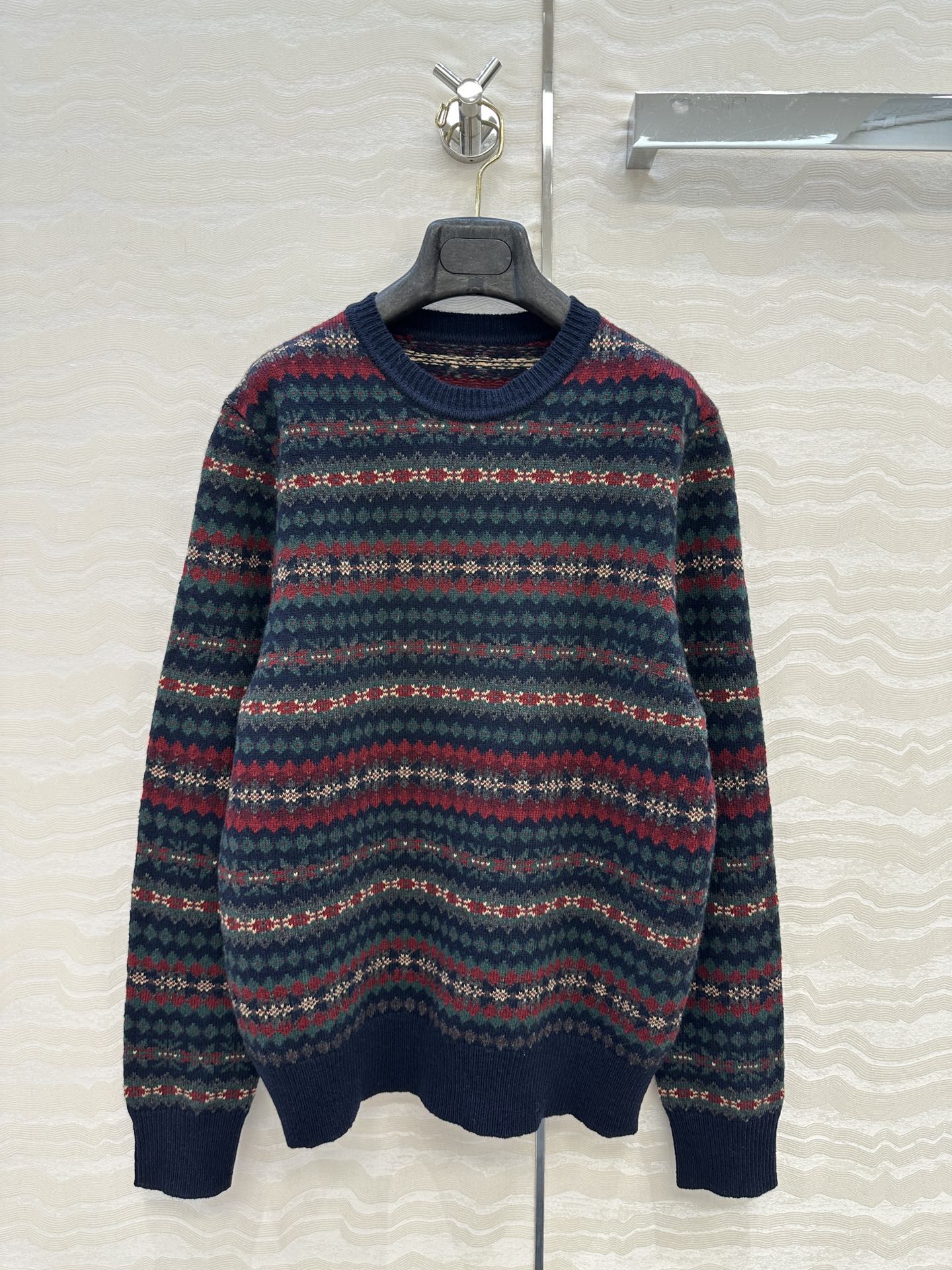 独家首发❤️原单品质❤️RL浓郁美式风，费尔岛嵌花羊毛小翻领外套，满满的北欧度假风🎀定位色彩嵌花图案！拥