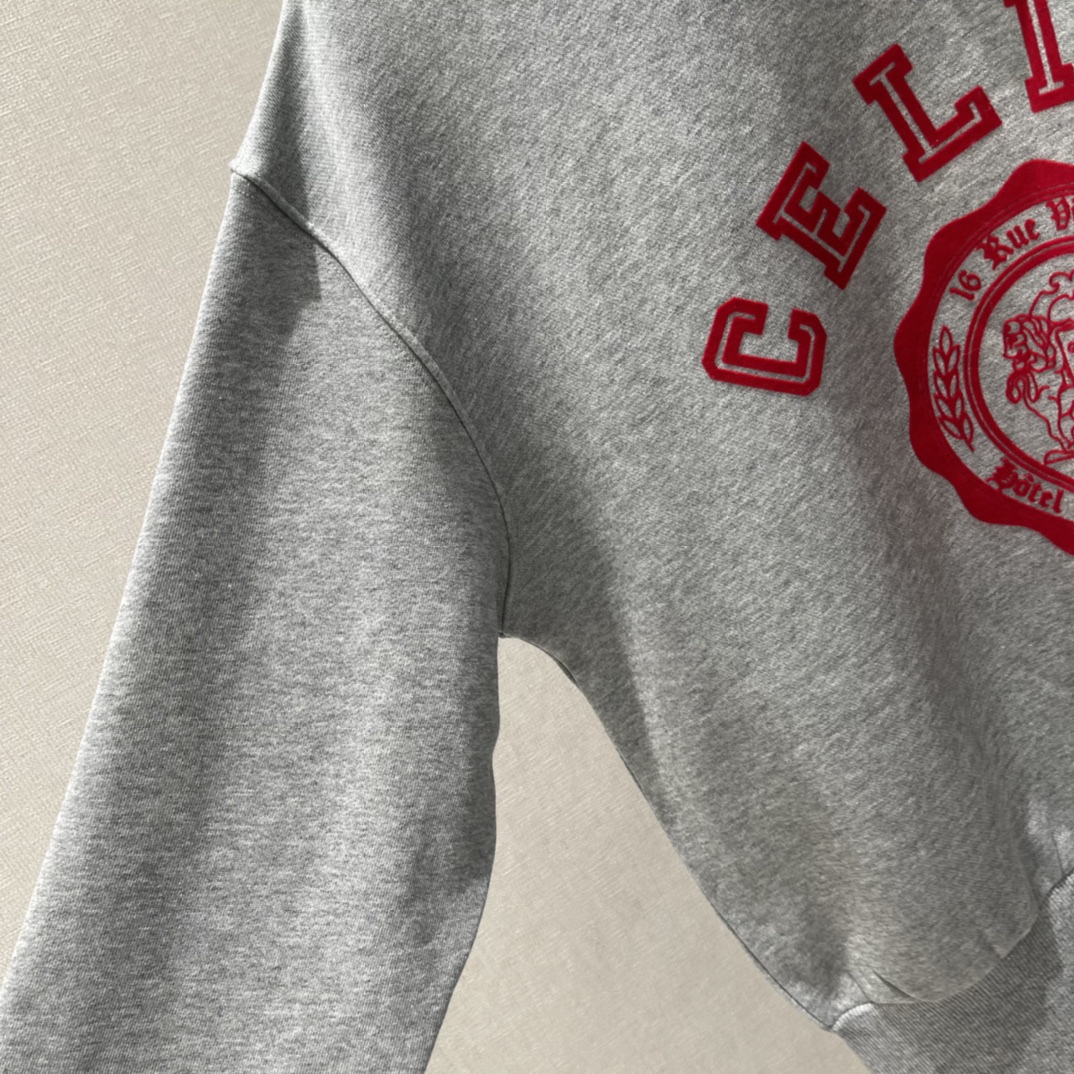 CE 25秋冬新款 徽标植绒字母卫衣 胸前凯旋门徽标，复古学院风满满。宽松版型，男女都能穿，初冬搭配保暖