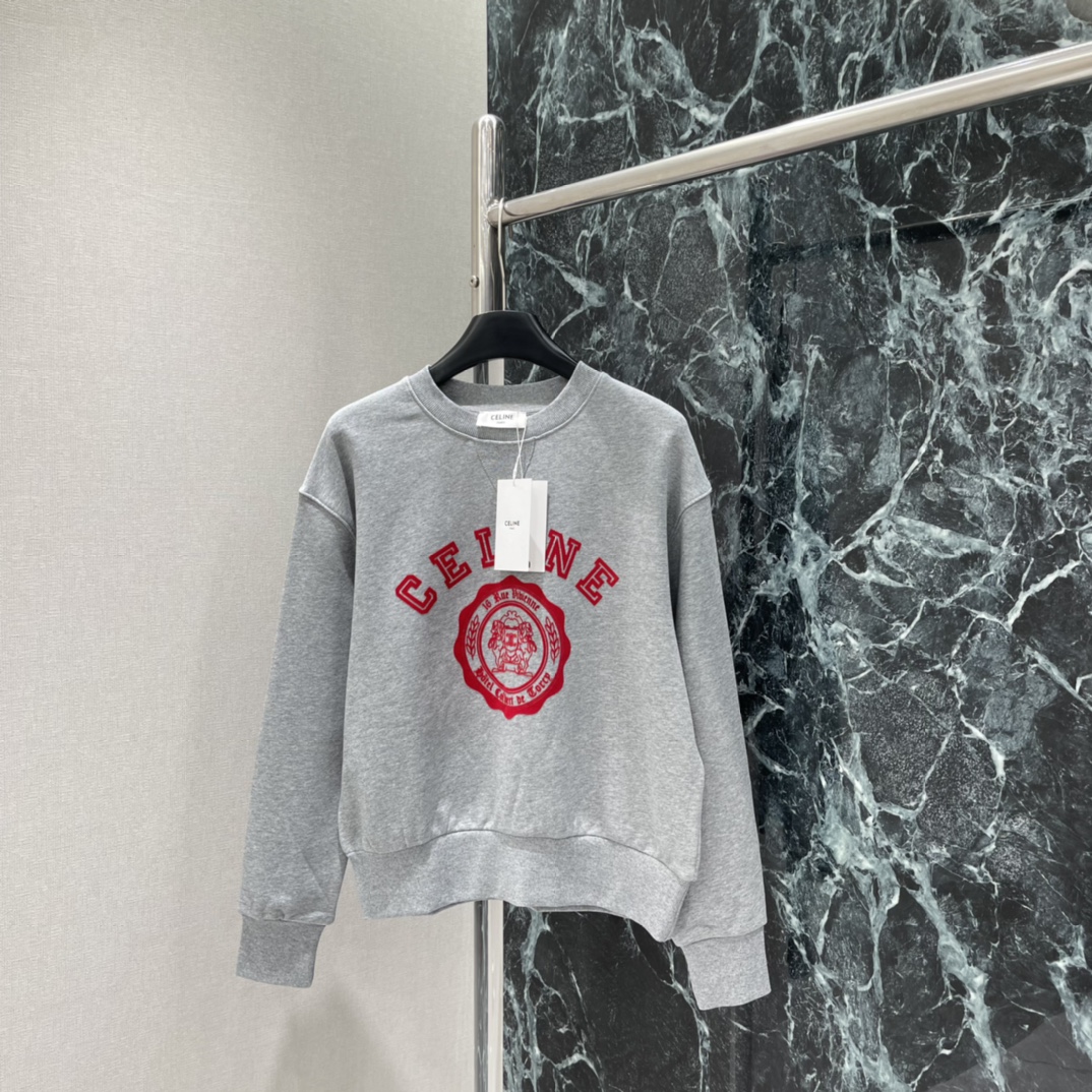 CE 25秋冬新款 徽标植绒字母卫衣 胸前凯旋门徽标，复古学院风满满。宽松版型，男女都能穿，初冬搭配保暖