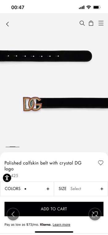 杜嘉班纳 全新小牛皮腰带，优雅简约配饰，缀以满天星电镀金属 DG 交叉造型徽标搭扣，4.0cm