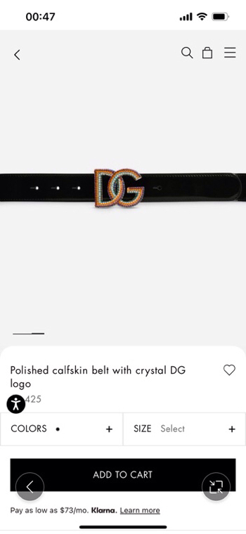 杜嘉班纳 全新小牛皮腰带，优雅简约配饰，缀以满天星电镀金属 DG 交叉造型徽标搭扣，4.0cm