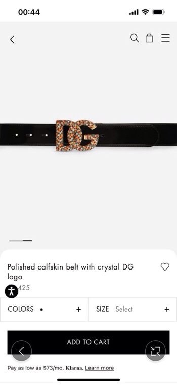 杜嘉班纳 全新小牛皮腰带，优雅简约配饰，缀以满天星电镀金属 DG 交叉造型徽标搭扣，4.0cm