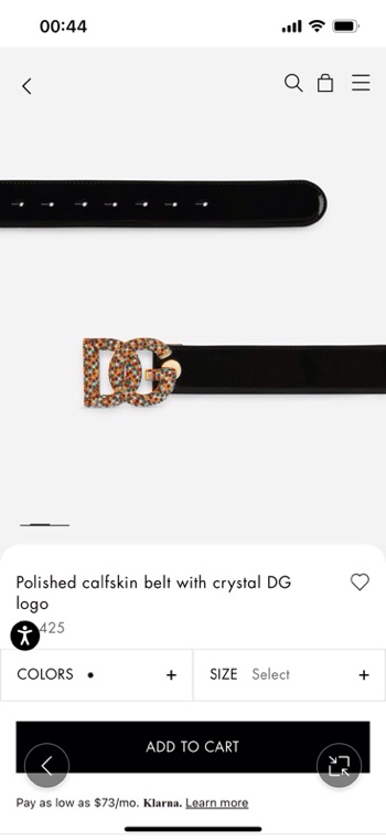 杜嘉班纳 全新小牛皮腰带，优雅简约配饰，缀以满天星电镀金属 DG 交叉造型徽标搭扣，4.0cm