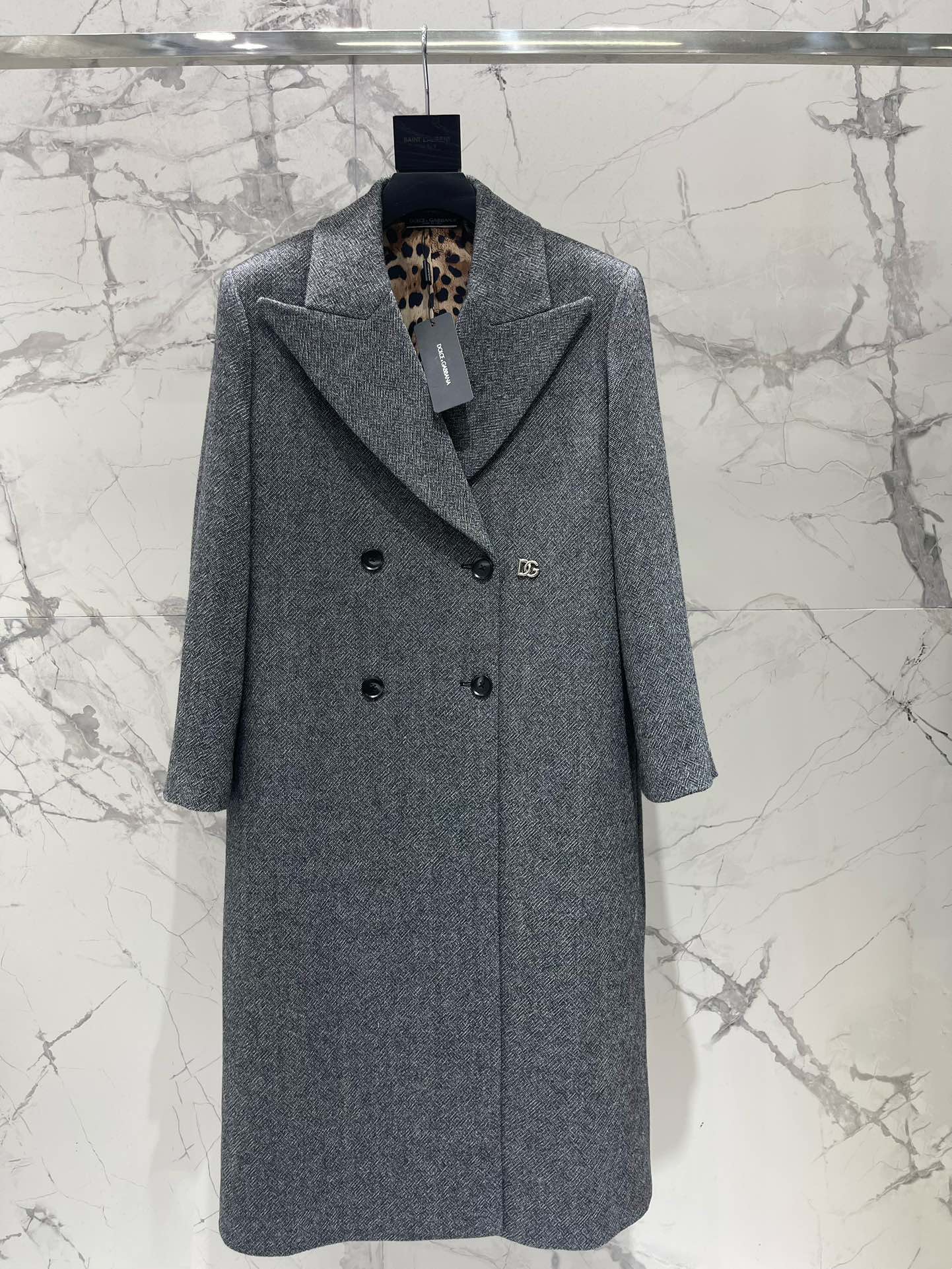 Dolce and Gabbana Leopard Lined Long Coat