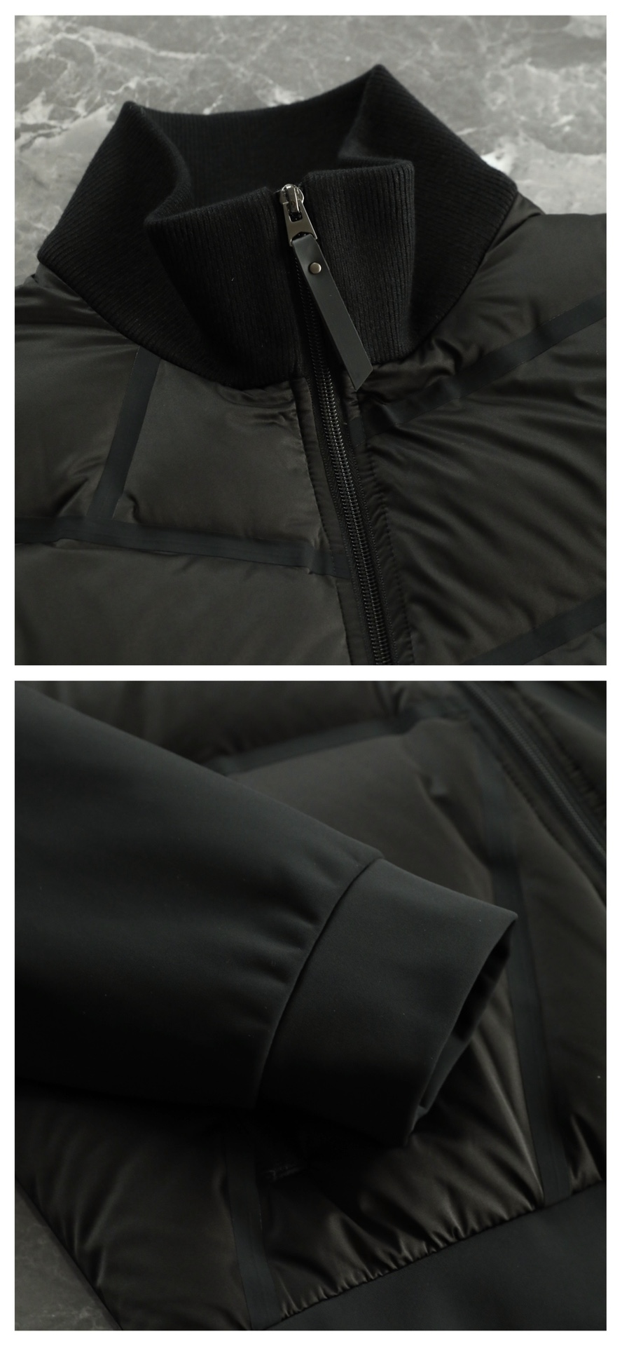 羽绒服 🆕 小众设计师款多结构针织拼接羽绒外套，把建筑美学穿在了身上 当76.6%锦纶与23.4%氨纶在