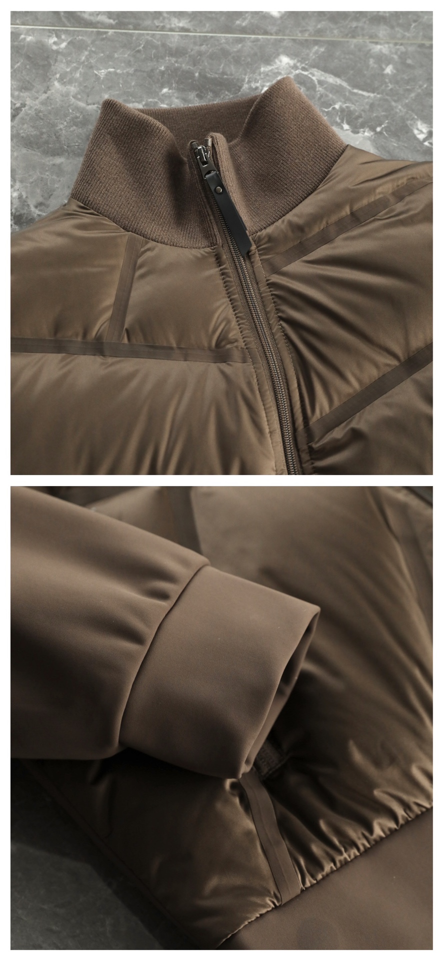 羽绒服 🆕 小众设计师款多结构针织拼接羽绒外套，把建筑美学穿在了身上 当76.6%锦纶与23.4%氨纶在