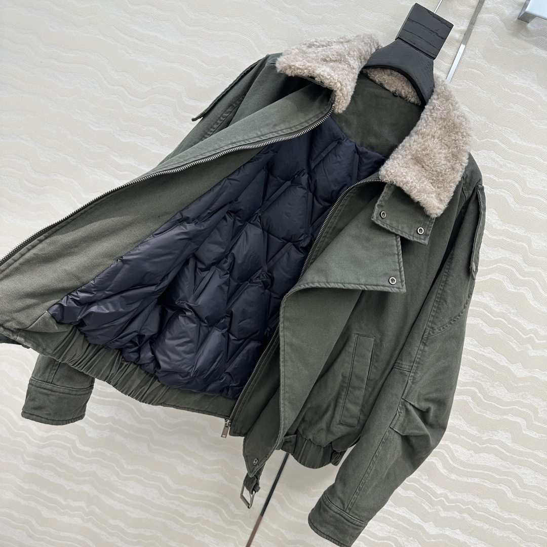 高端原单品质❤️slP🆕冲锋夹克羽绒服外套，时髦精穿搭保暖神器！进口西班牙🇪🇸小羊羔🐑皮毛一体毛领可拆卸