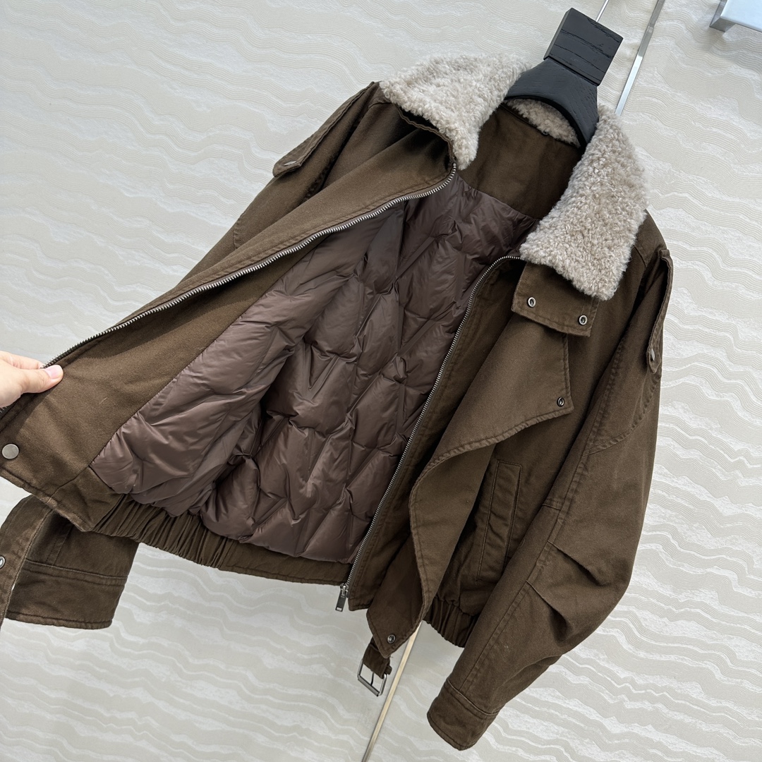 高端原单品质❤️slP🆕冲锋夹克羽绒服外套，时髦精穿搭保暖神器！进口西班牙🇪🇸小羊羔🐑皮毛一体毛领可拆卸