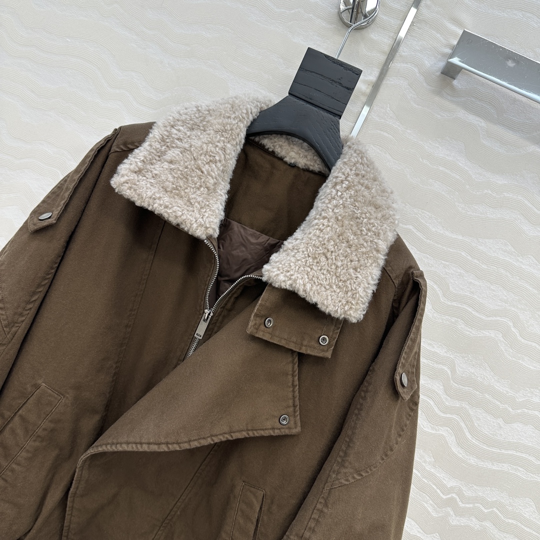 高端原单品质❤️slP🆕冲锋夹克羽绒服外套，时髦精穿搭保暖神器！进口西班牙🇪🇸小羊羔🐑皮毛一体毛领可拆卸