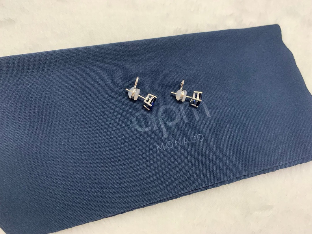APm Monaco蓝色方形耳钉高级时尚几何耳饰生日礼物。