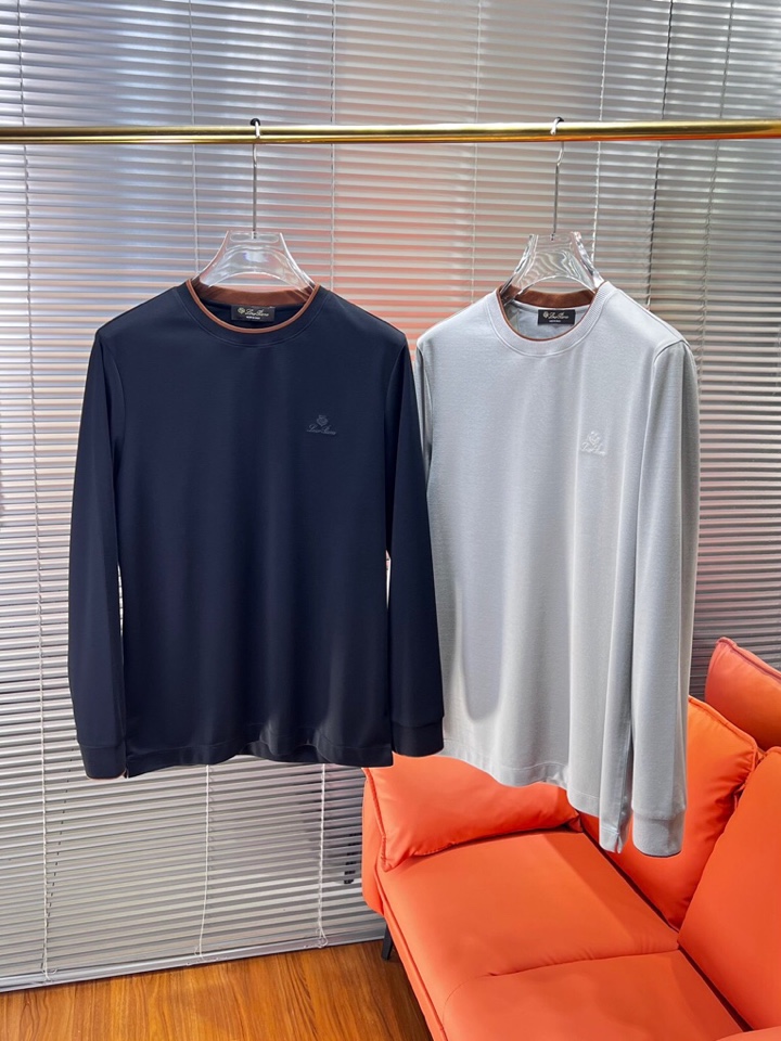 Loro Piana 诺悠翩雅 2025ss 秋冬新品男士羊毛长袖T恤针织圆领衫，高奢内敛低调，轻松驾驭