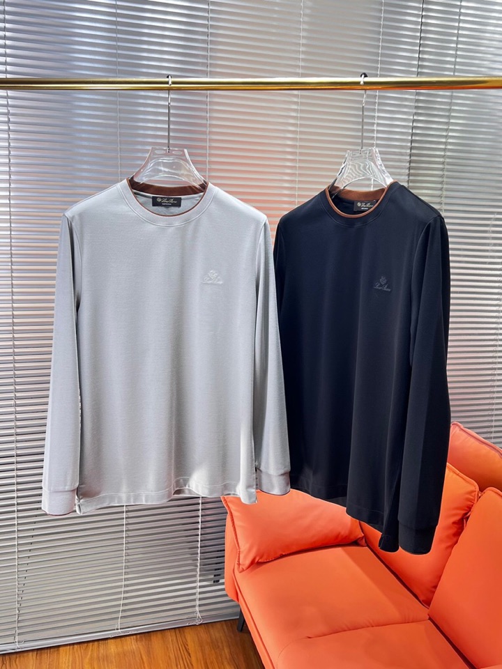 Loro Piana 诺悠翩雅 2025ss 秋冬新品男士羊毛长袖T恤针织圆领衫，高奢内敛低调，轻松驾驭