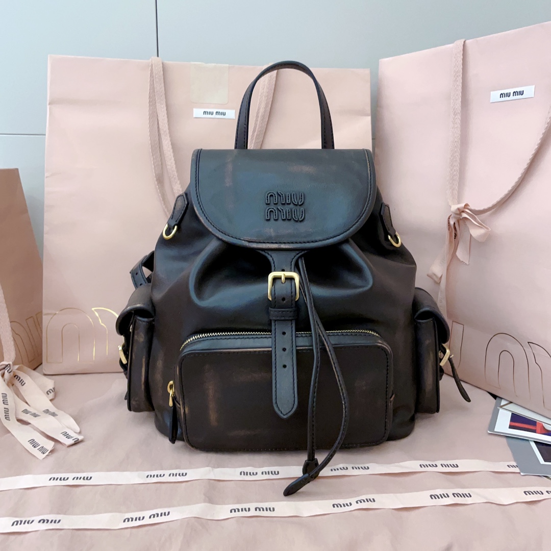 P1060 Estilo universitario vintage con color desgastado Nuevo producto de MIU Mochila: 5BZ042, piel de cordero de alta …