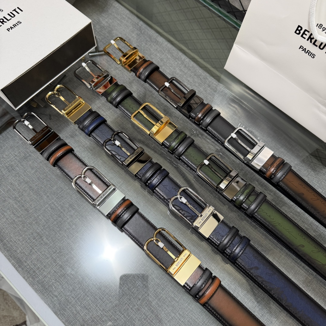 配原包装3.5宽Berluti 布鲁提 新款上新🆕 最新款男士腰带，高端质感感受，顶级擦色小牛皮质感极好