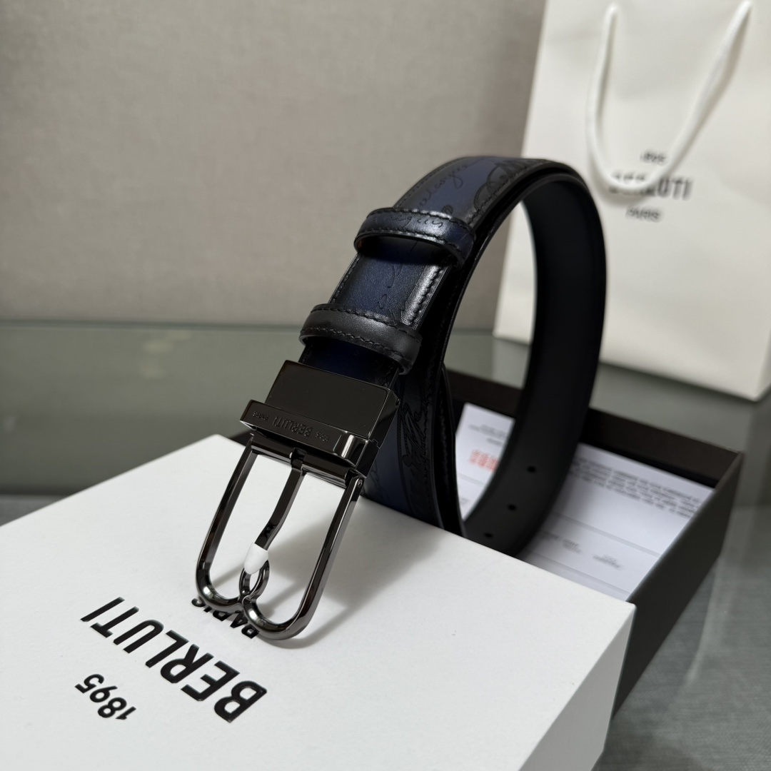 配原包装3.5宽Berluti 布鲁提 新款上新🆕 最新款男士腰带，高端质感感受，顶级擦色小牛皮质感极好