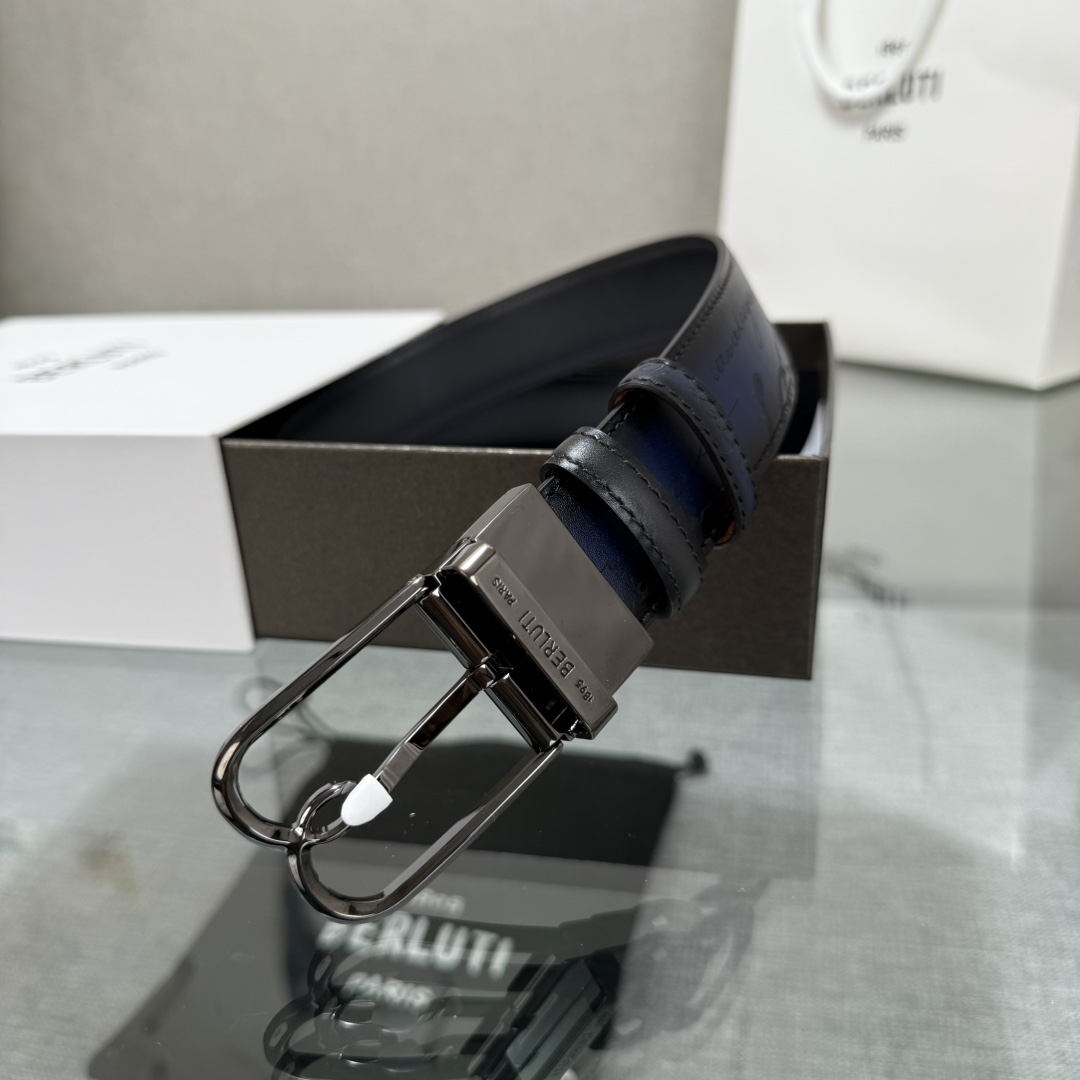 配原包装3.5宽Berluti 布鲁提 新款上新🆕 最新款男士腰带，高端质感感受，顶级擦色小牛皮质感极好
