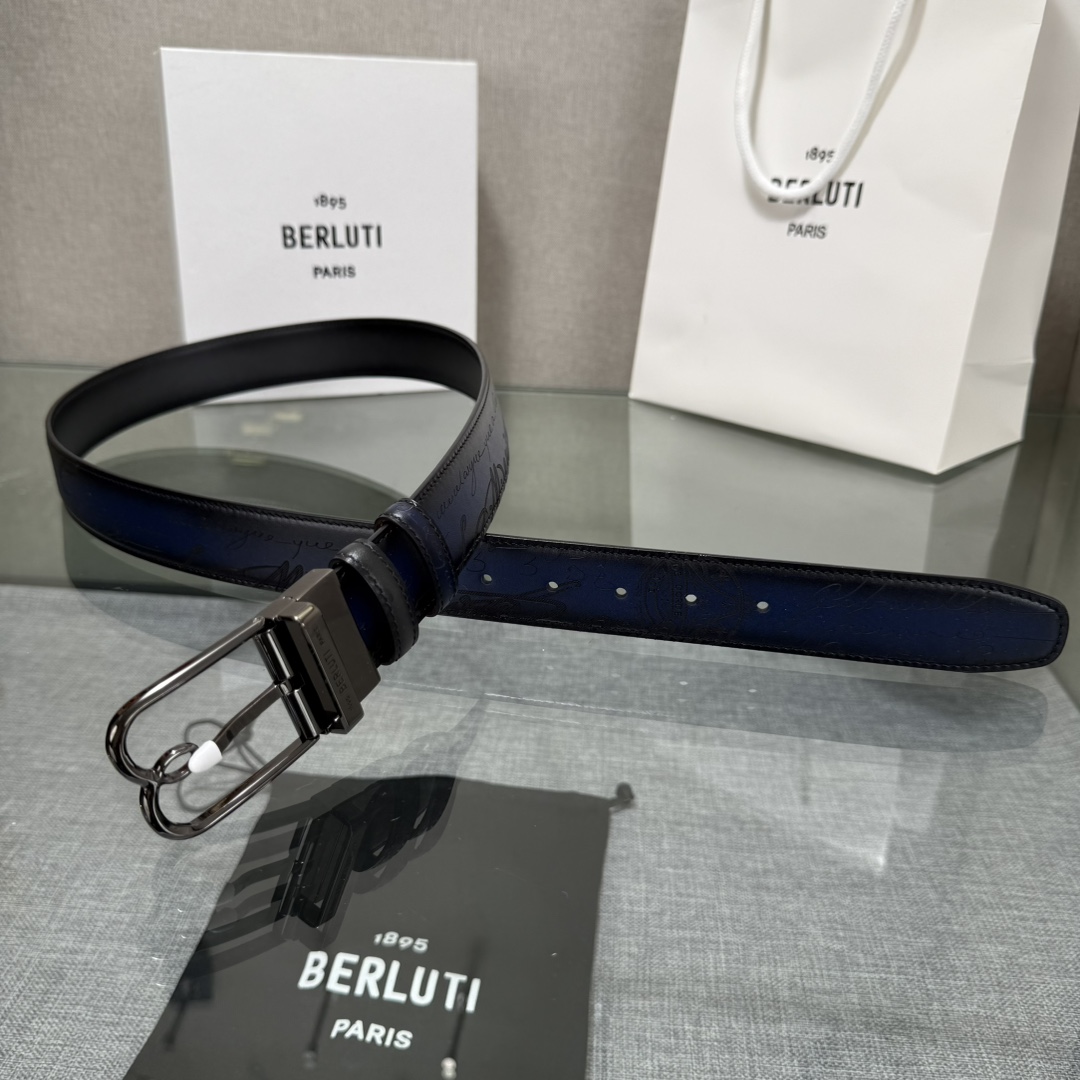 配原包装3.5宽Berluti 布鲁提 新款上新🆕 最新款男士腰带，高端质感感受，顶级擦色小牛皮质感极好