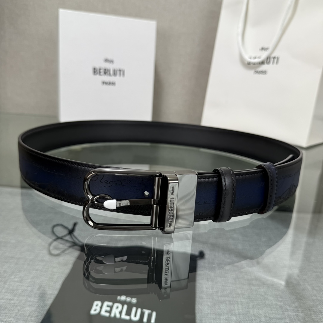 配原包装3.5宽Berluti 布鲁提 新款上新🆕 最新款男士腰带，高端质感感受，顶级擦色小牛皮质感极好