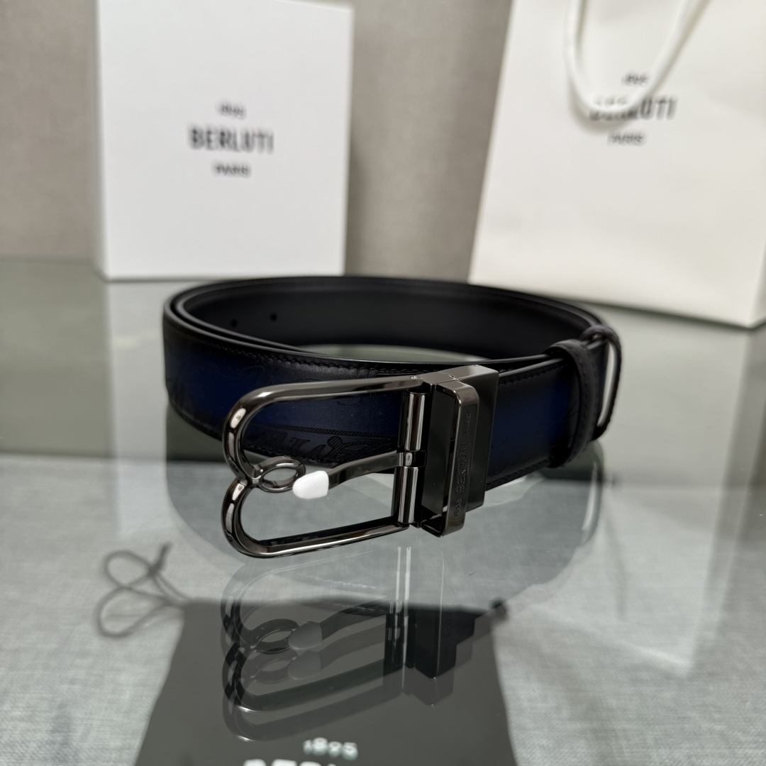 配原包装3.5宽Berluti 布鲁提 新款上新🆕 最新款男士腰带，高端质感感受，顶级擦色小牛皮质感极好