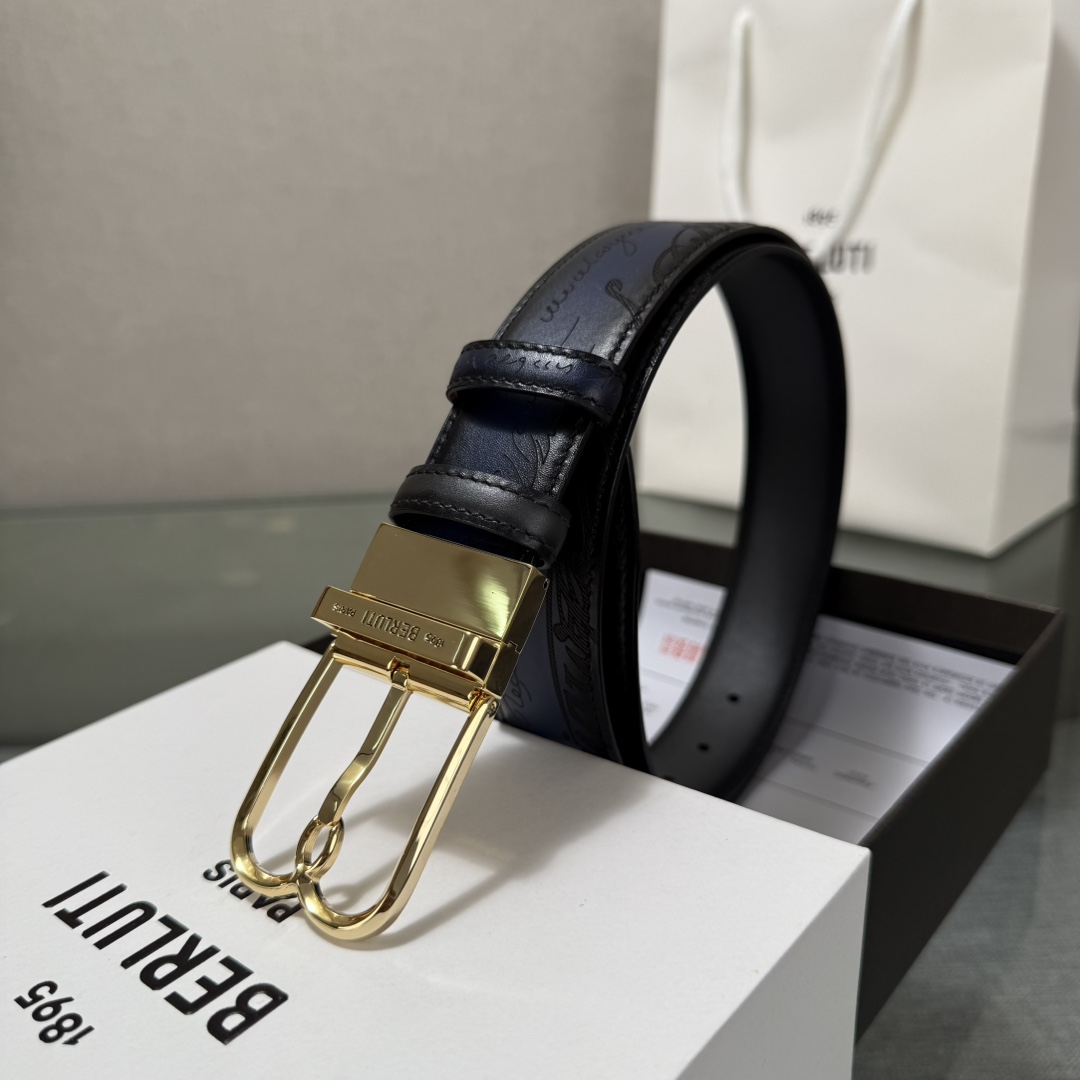 配原包装3.5宽Berluti 布鲁提 新款上新🆕 最新款男士腰带，高端质感感受，顶级擦色小牛皮质感极好