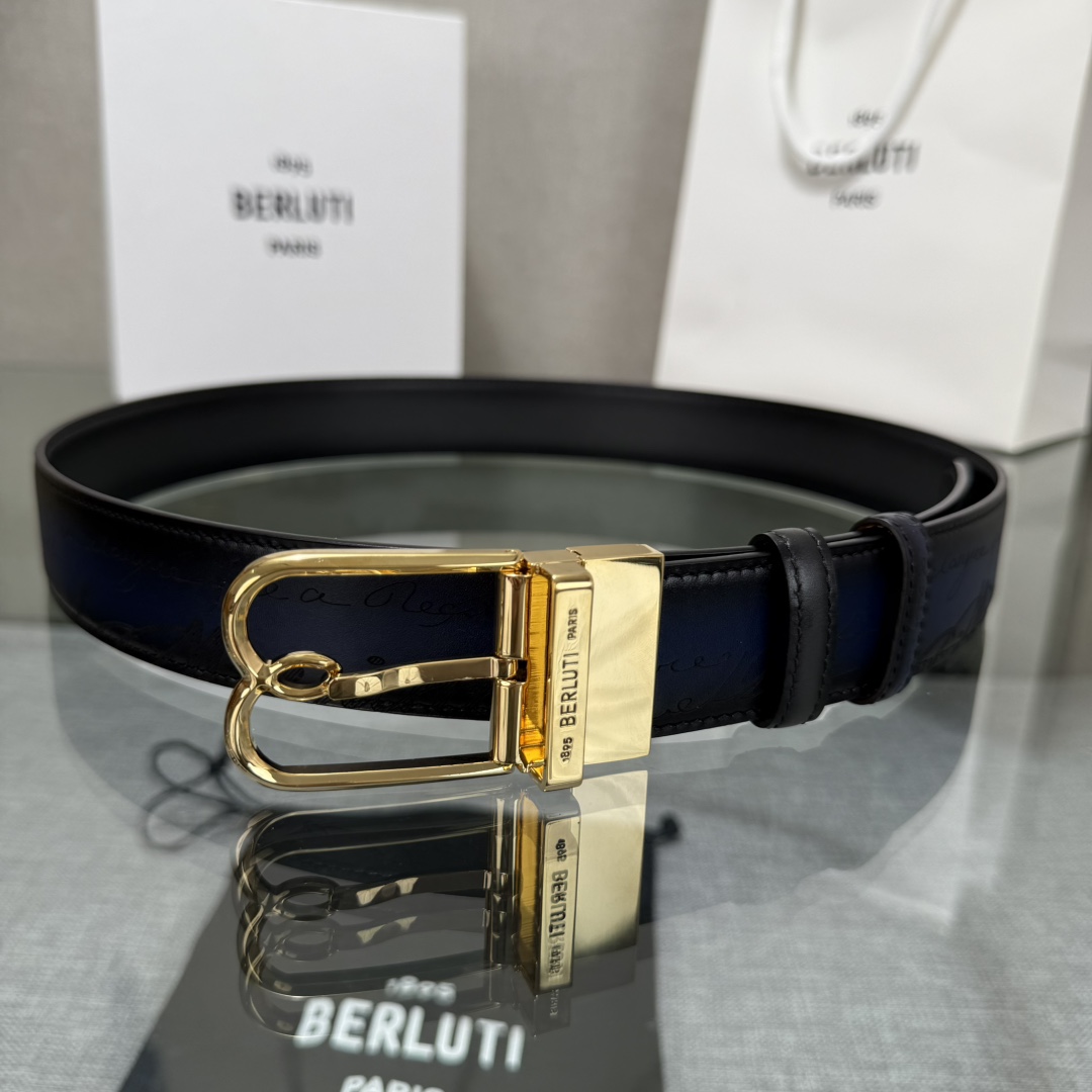 配原包装3.5宽Berluti 布鲁提 新款上新🆕 最新款男士腰带，高端质感感受，顶级擦色小牛皮质感极好