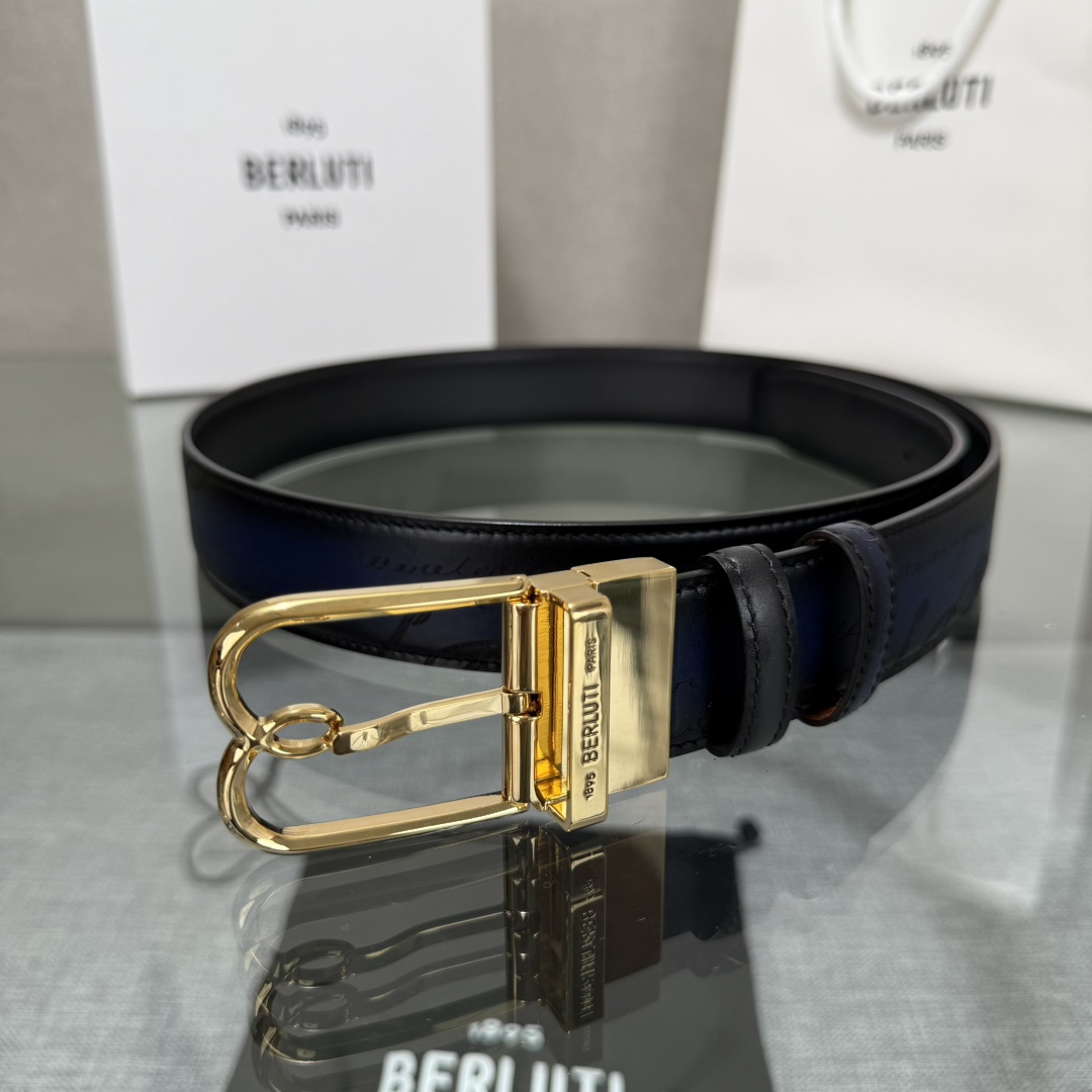配原包装3.5宽Berluti 布鲁提 新款上新🆕 最新款男士腰带，高端质感感受，顶级擦色小牛皮质感极好