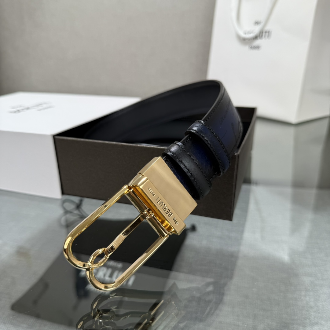 配原包装3.5宽Berluti 布鲁提 新款上新🆕 最新款男士腰带，高端质感感受，顶级擦色小牛皮质感极好