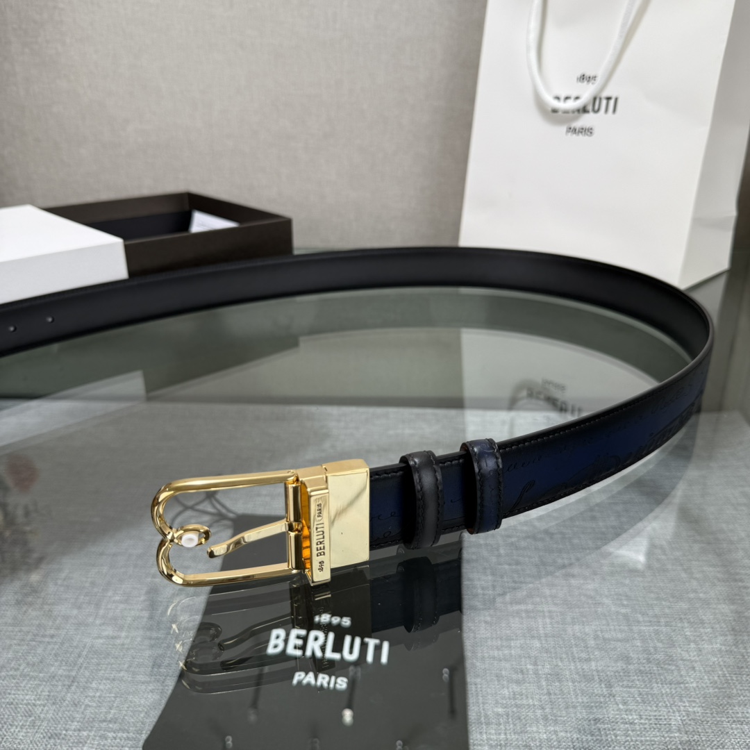 配原包装3.5宽Berluti 布鲁提 新款上新🆕 最新款男士腰带，高端质感感受，顶级擦色小牛皮质感极好