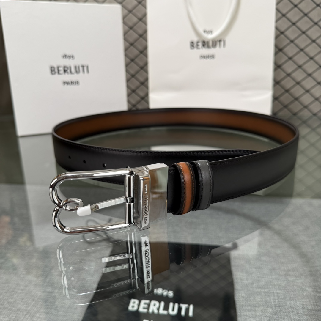 配原包装3.5宽Berluti 布鲁提 新款上新🆕 最新款男士腰带，高端质感感受，顶级擦色小牛皮质感极好