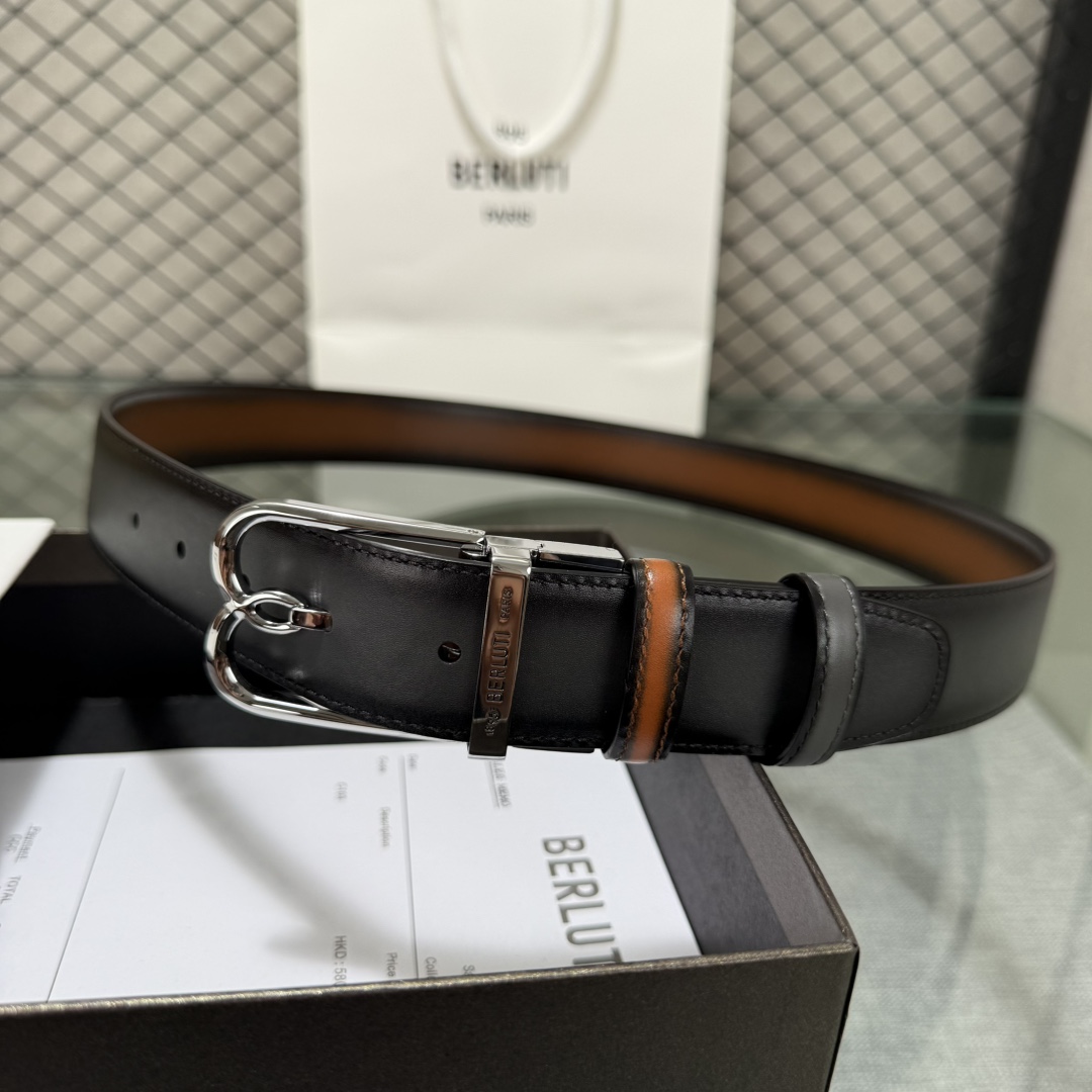 配原包装3.5宽Berluti 布鲁提 新款上新🆕 最新款男士腰带，高端质感感受，顶级擦色小牛皮质感极好