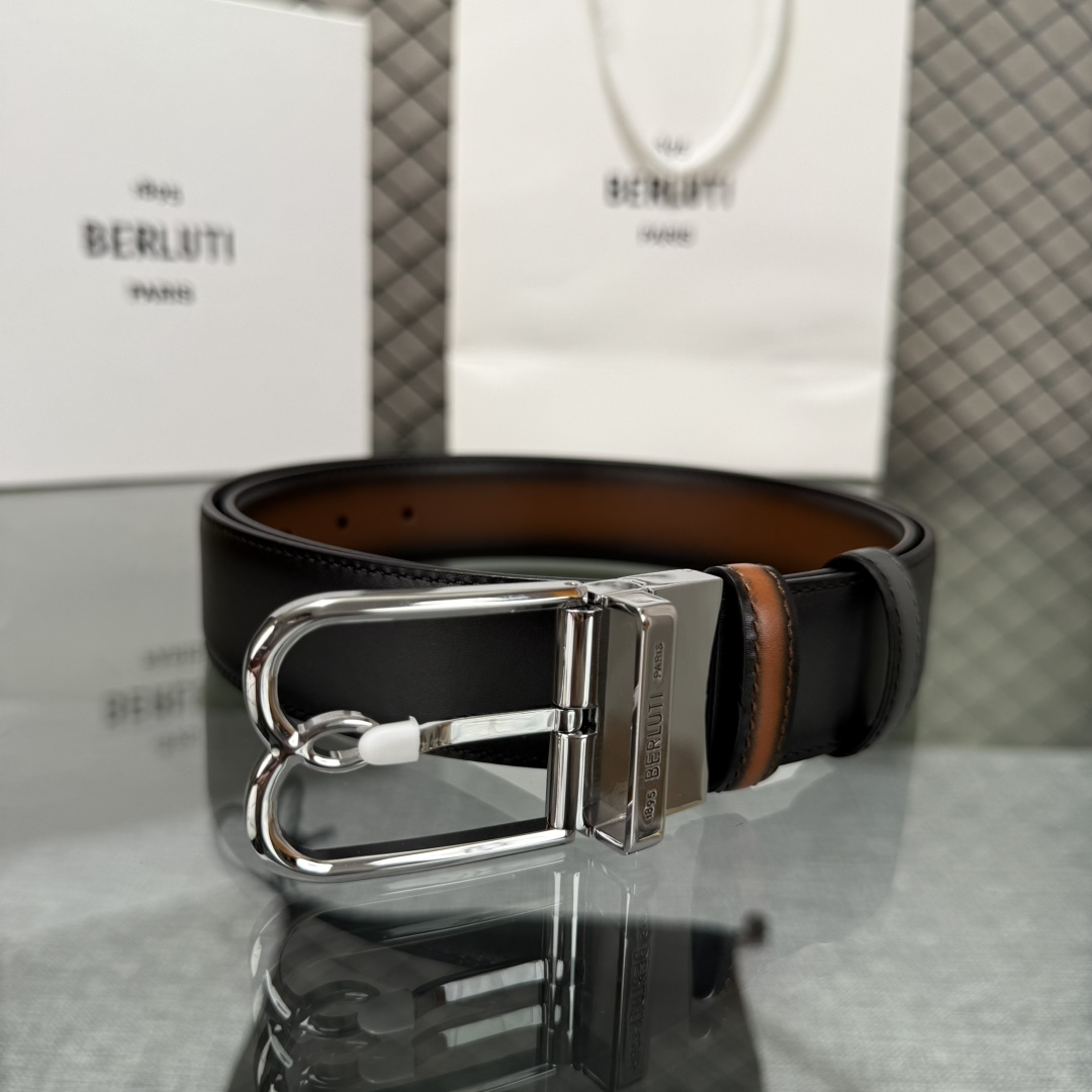 配原包装3.5宽Berluti 布鲁提 新款上新🆕 最新款男士腰带，高端质感感受，顶级擦色小牛皮质感极好