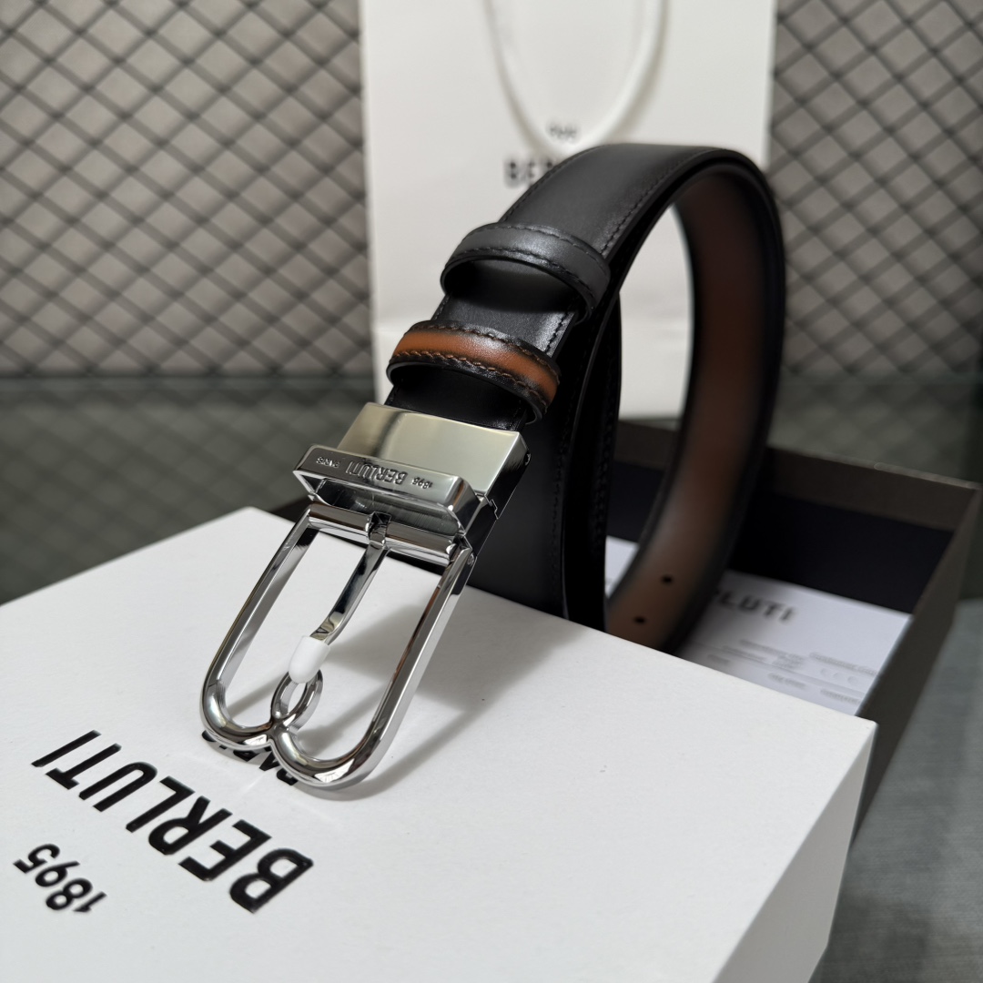 配原包装3.5宽Berluti 布鲁提 新款上新🆕 最新款男士腰带，高端质感感受，顶级擦色小牛皮质感极好
